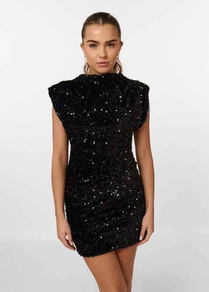 Sleeveless Black Sequin Mini Dress