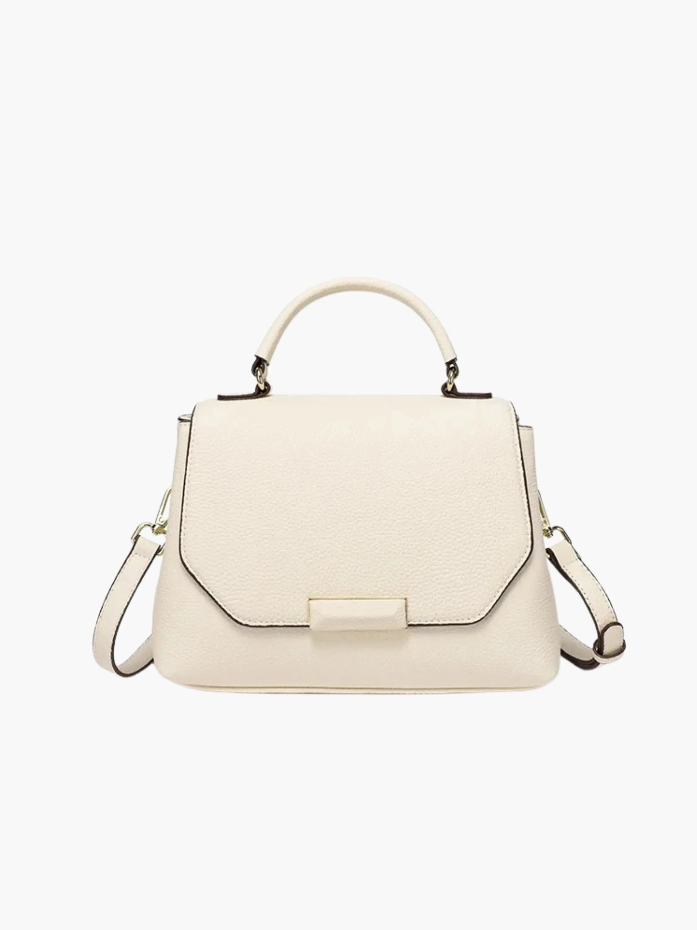Taupe Structured Handbag with Geometric Detail