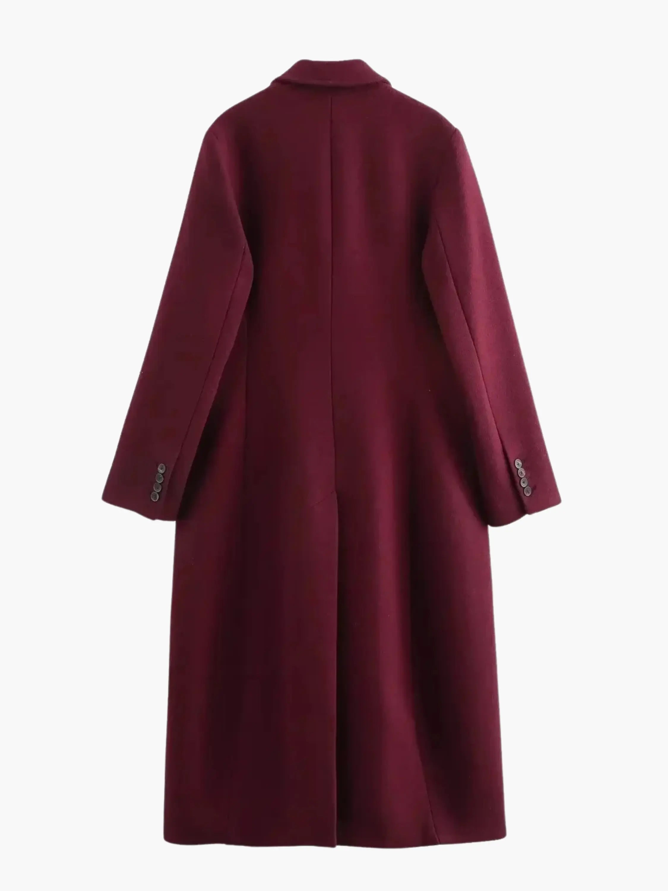 Burgundy Double-Breasted Wool Coat - Bold and Sophisticated