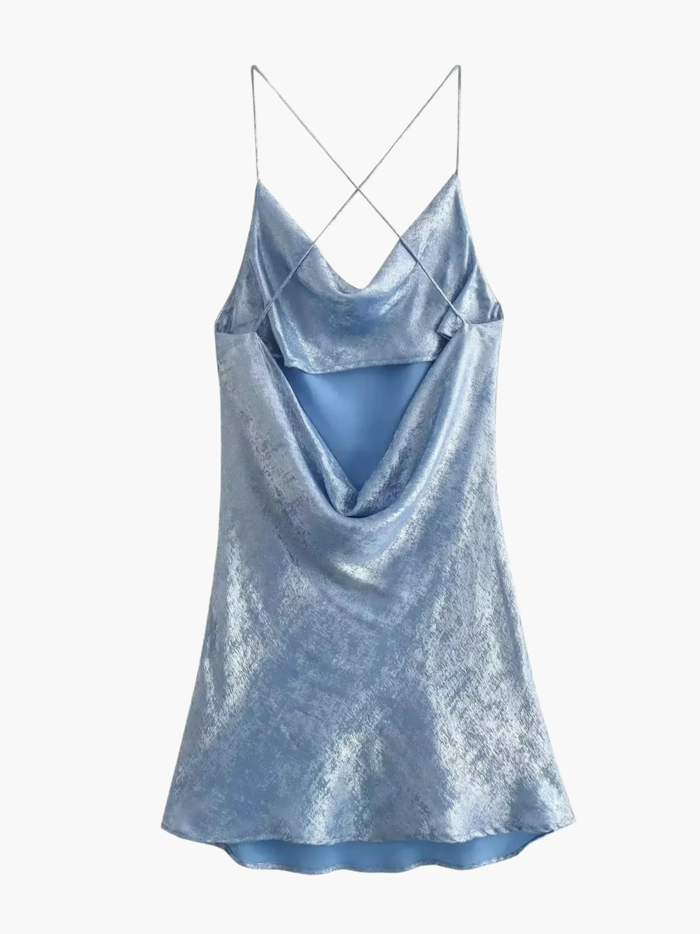 Baby Blue Velvet Spaghetti Strap Slip Summer Dress
