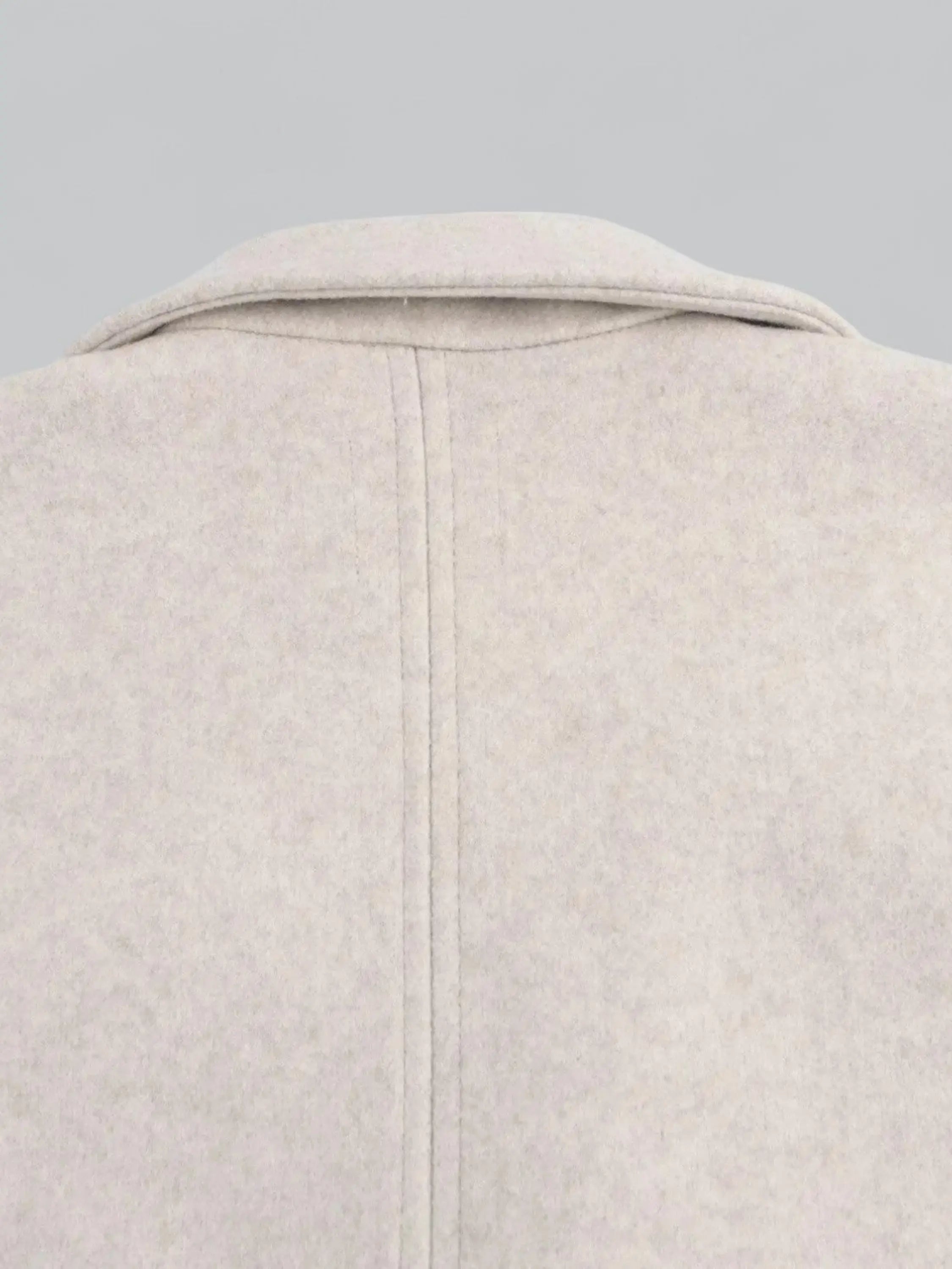 Classic Single-Button Wool Coat in Neutral Beige