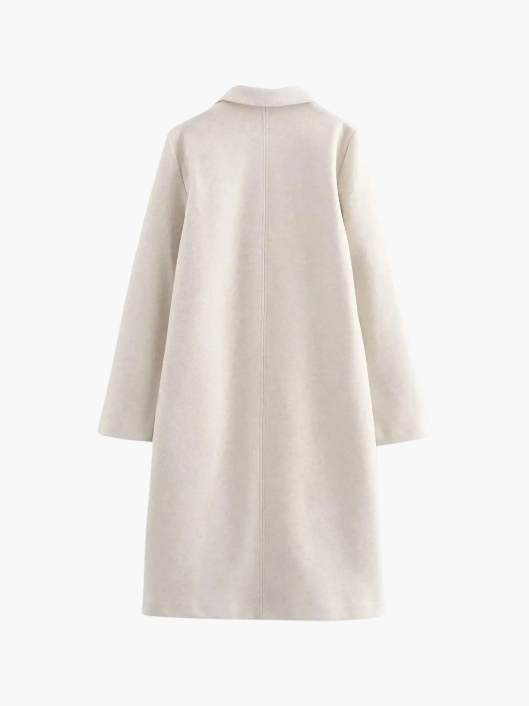 Classic Single-Button Wool Coat in Neutral Beige