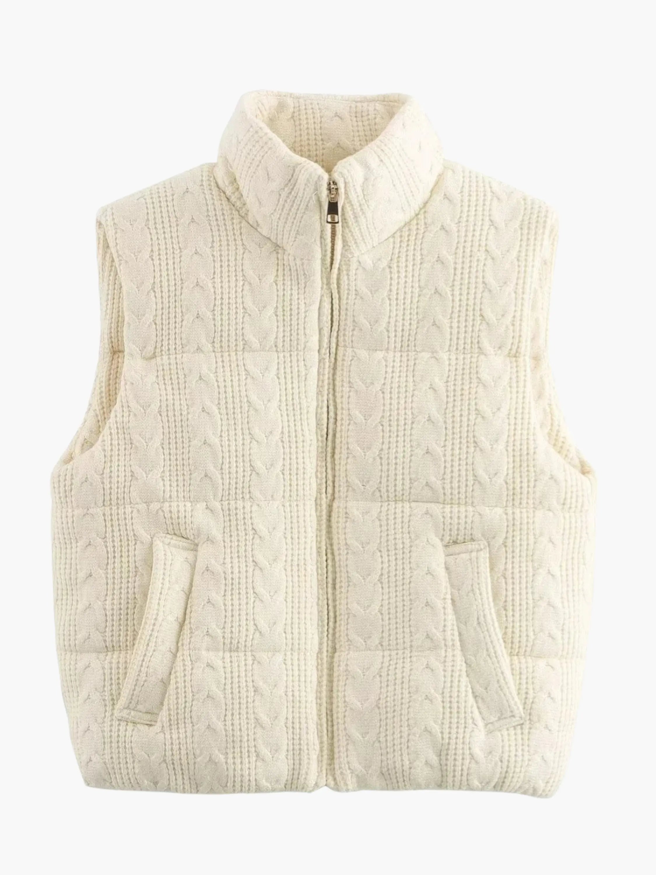 Cable Knit Pattern Sleeveless Vest