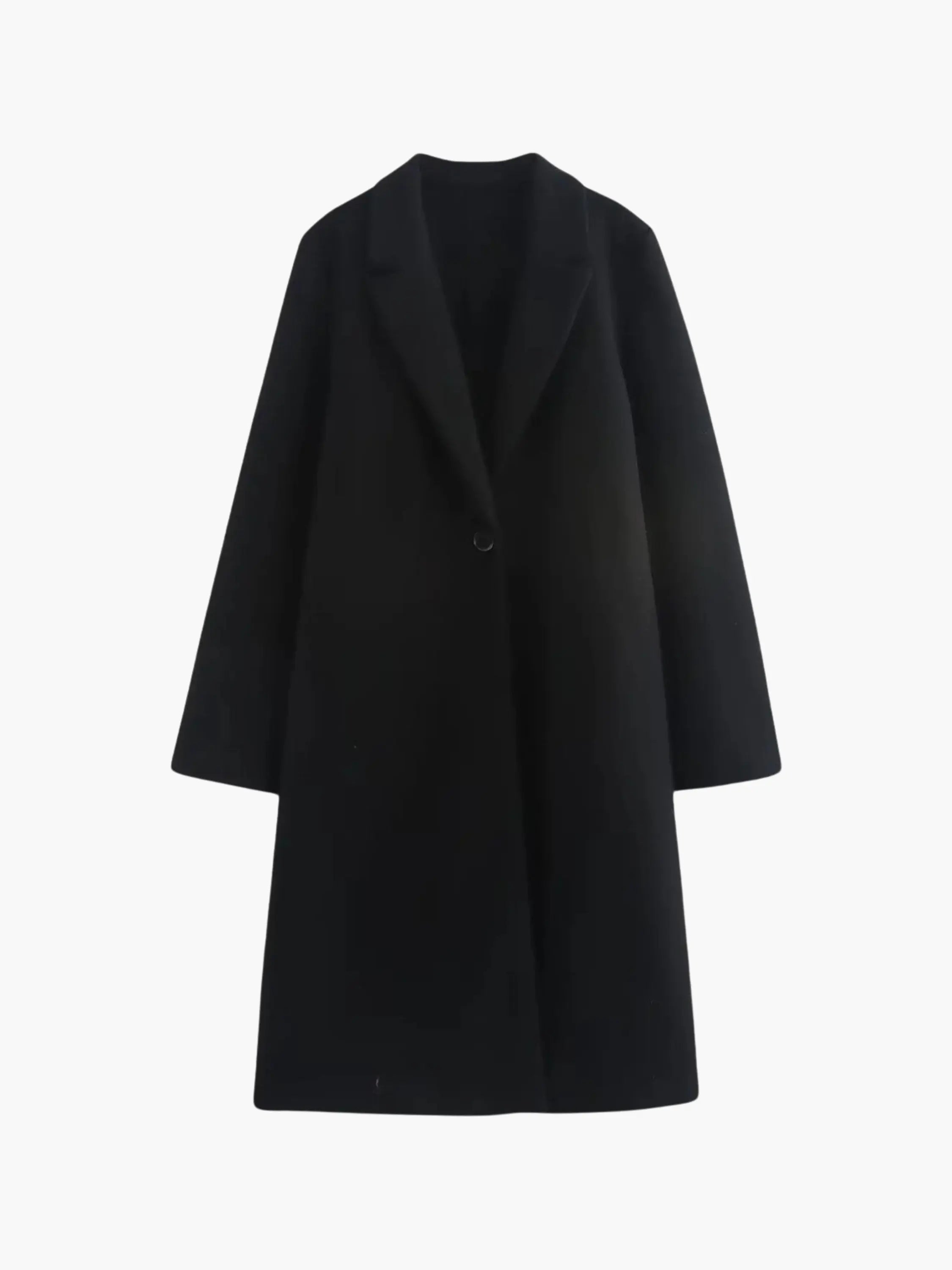 Classic Single-Button Wool Coat in Neutral Beige