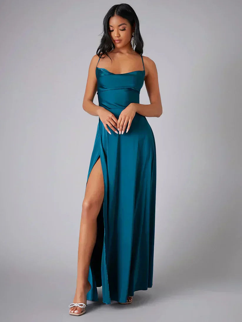 Champagne Satin Slip Maxi Dress