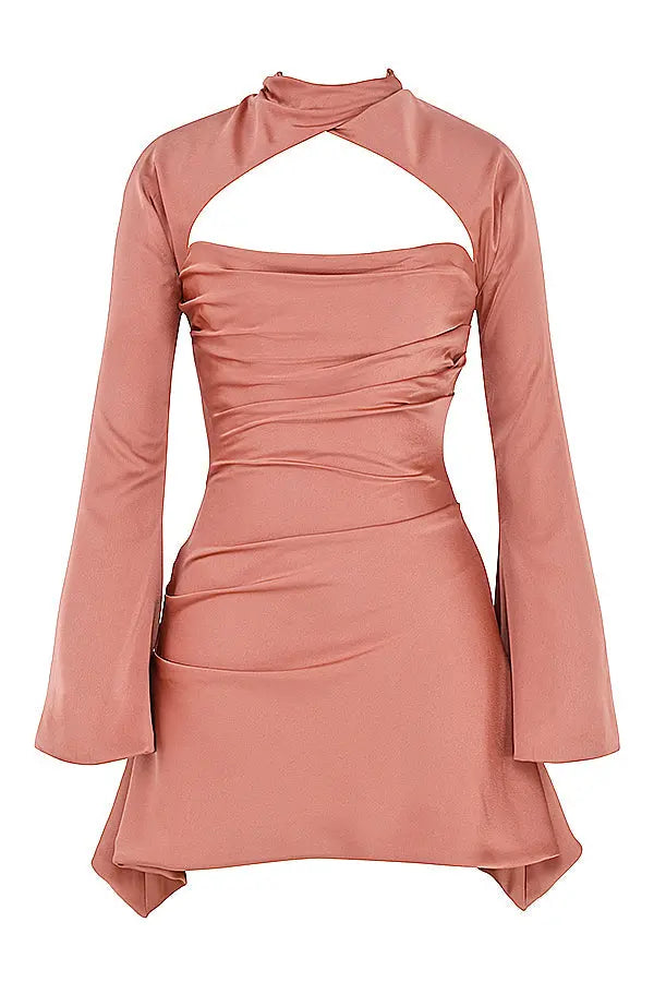 Black Cut-Out Bell Sleeve Mini Dress
