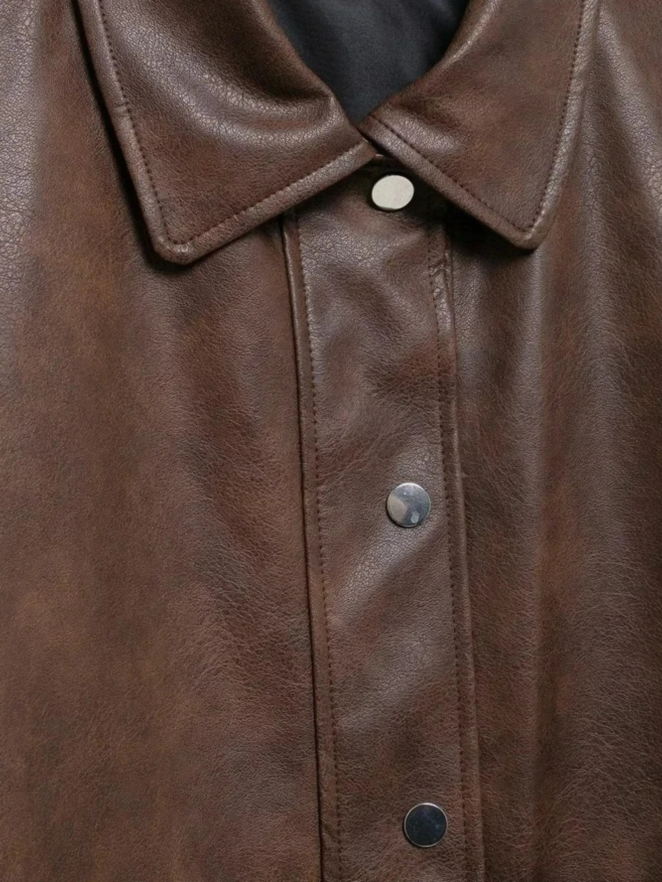 Snap-Button Leather Jacket
