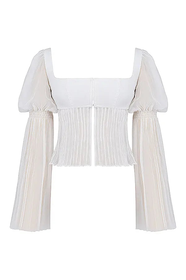 Romantic Square-Neck Sheer Blouse