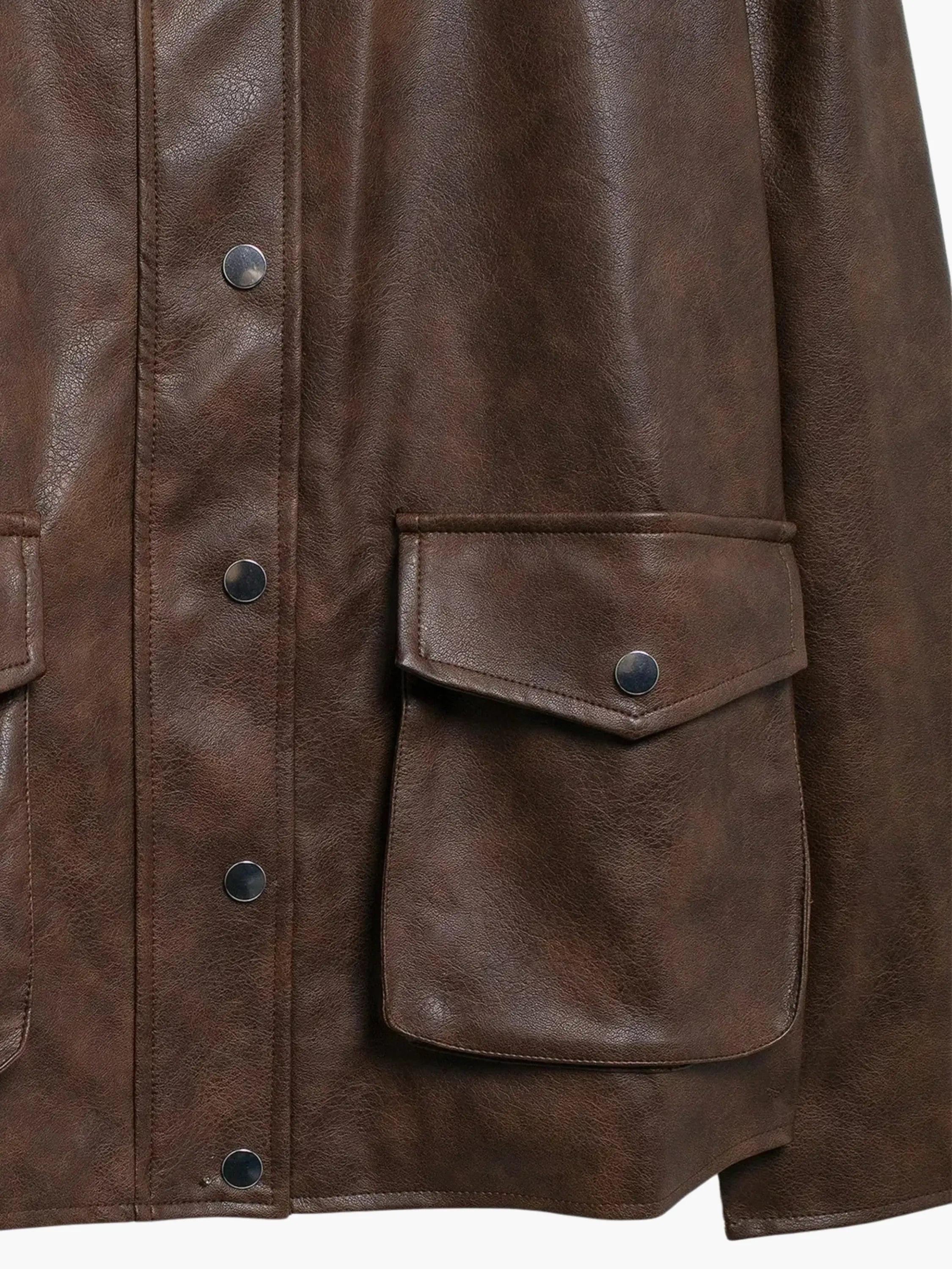 Snap-Button Leather Jacket