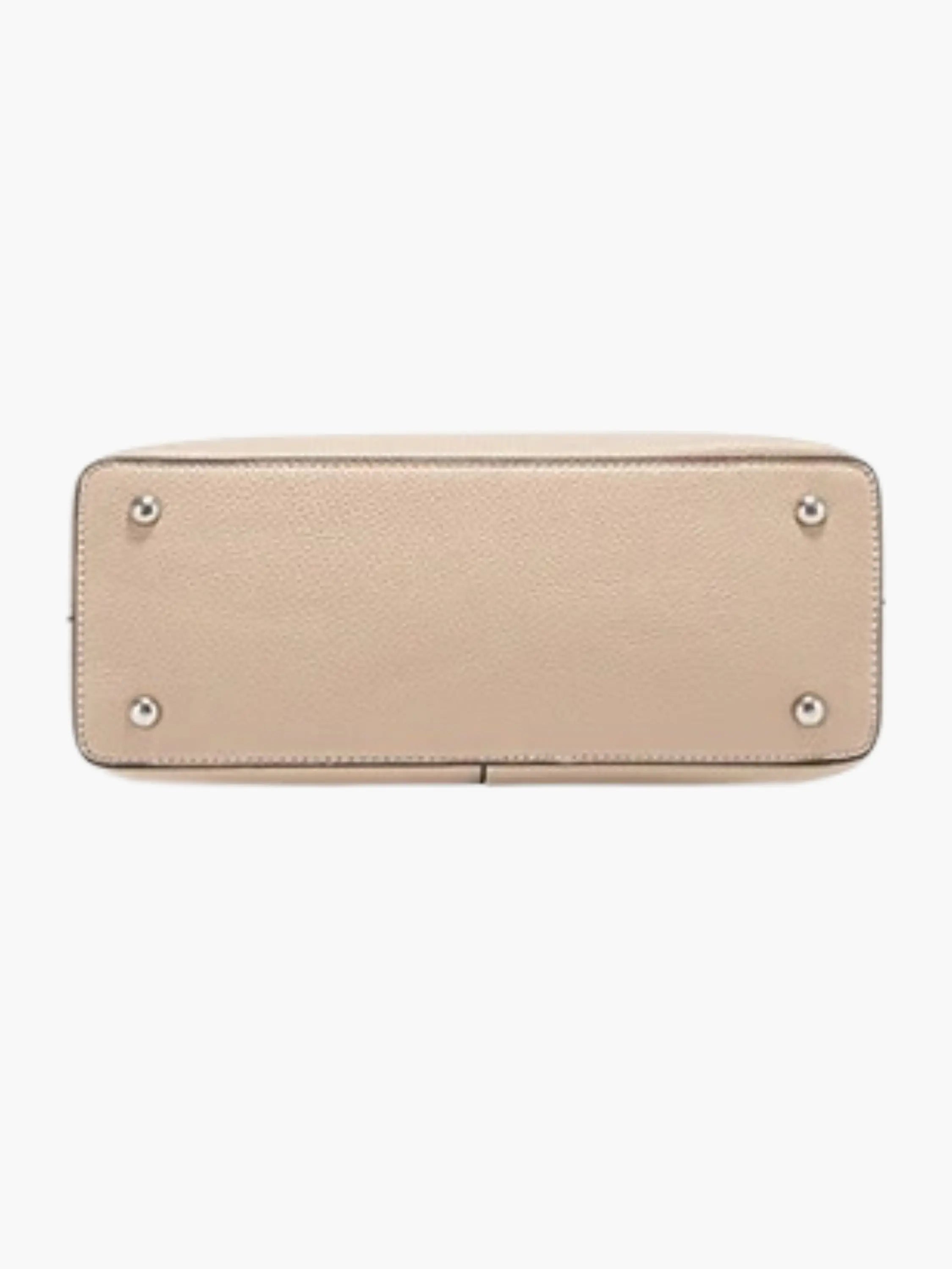 Beige Structured Handbag with Detachable Strap