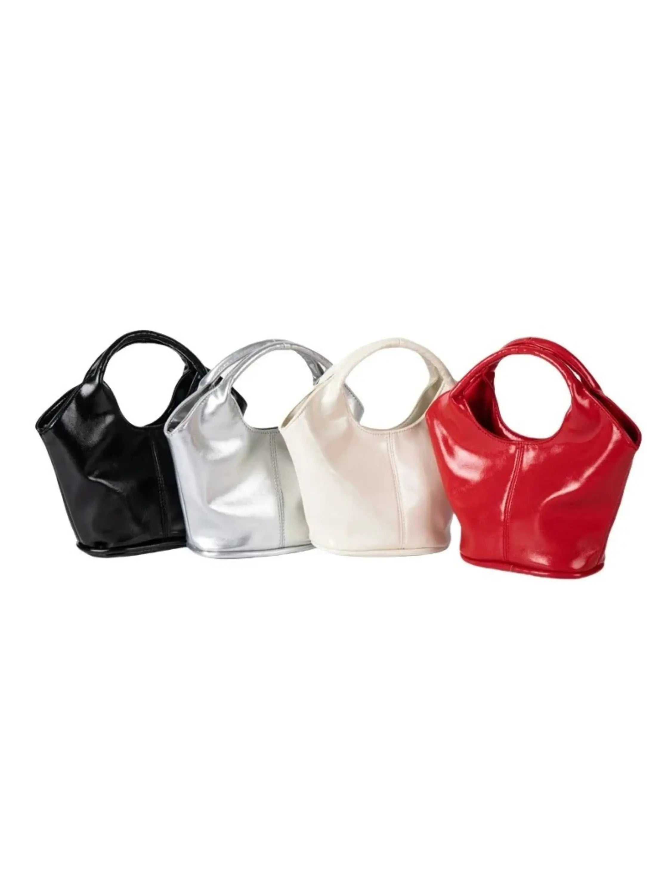 Chic Glossy Leather Handbag with Top Handle and Adjustable Strap