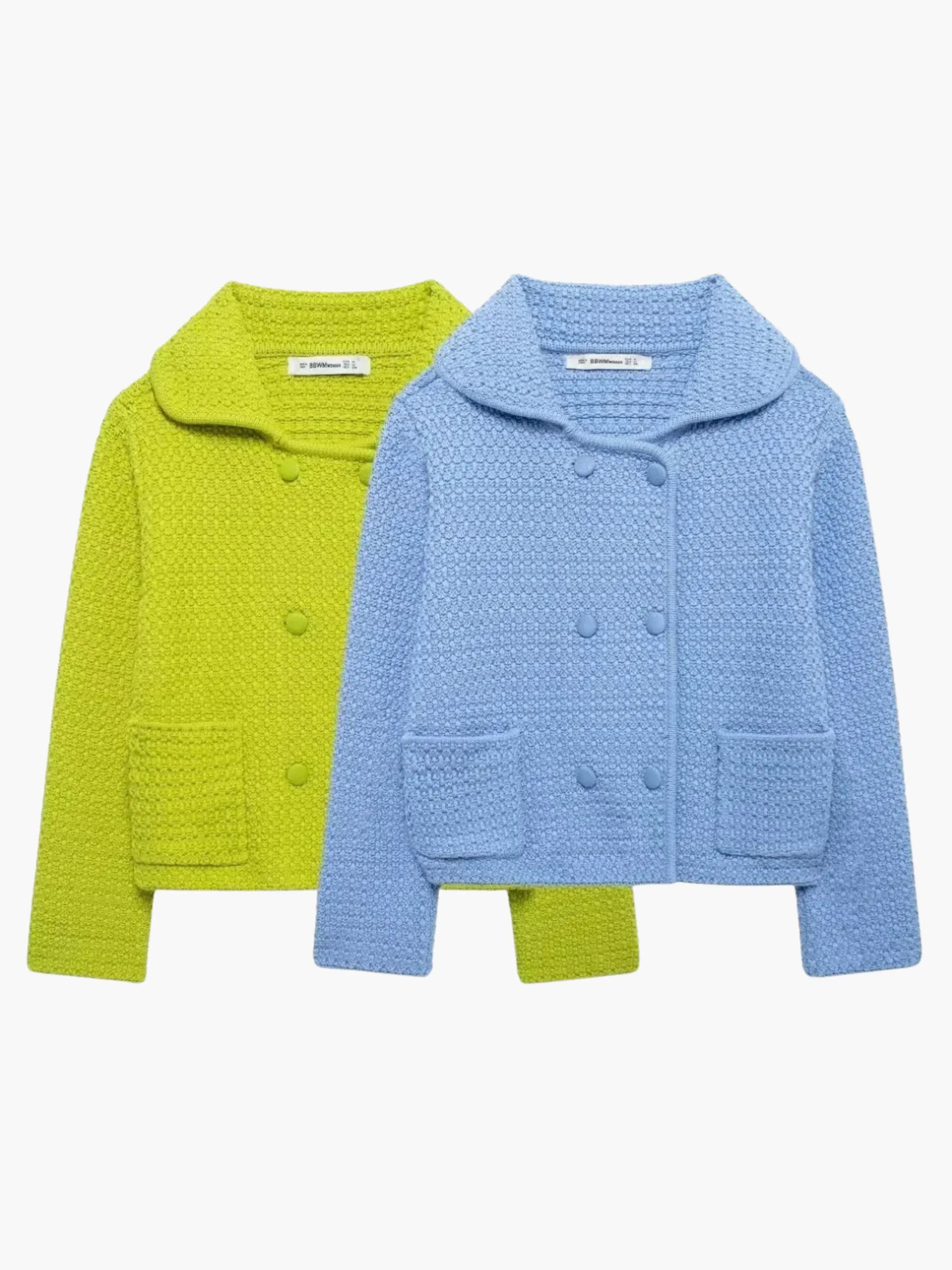 Textured Double-Breasted Cardigan