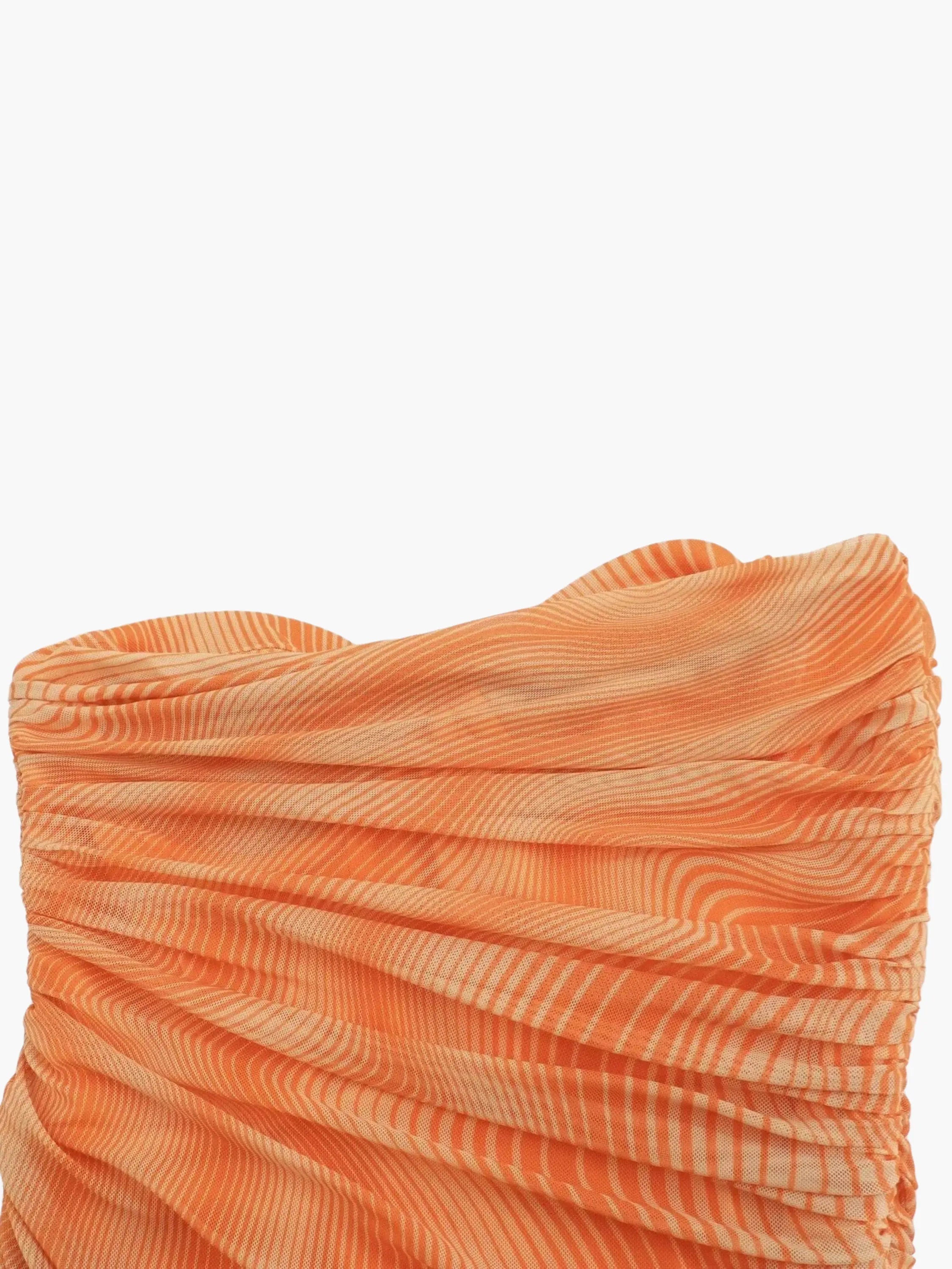 Strapless Orange Ruched Maxi Dress