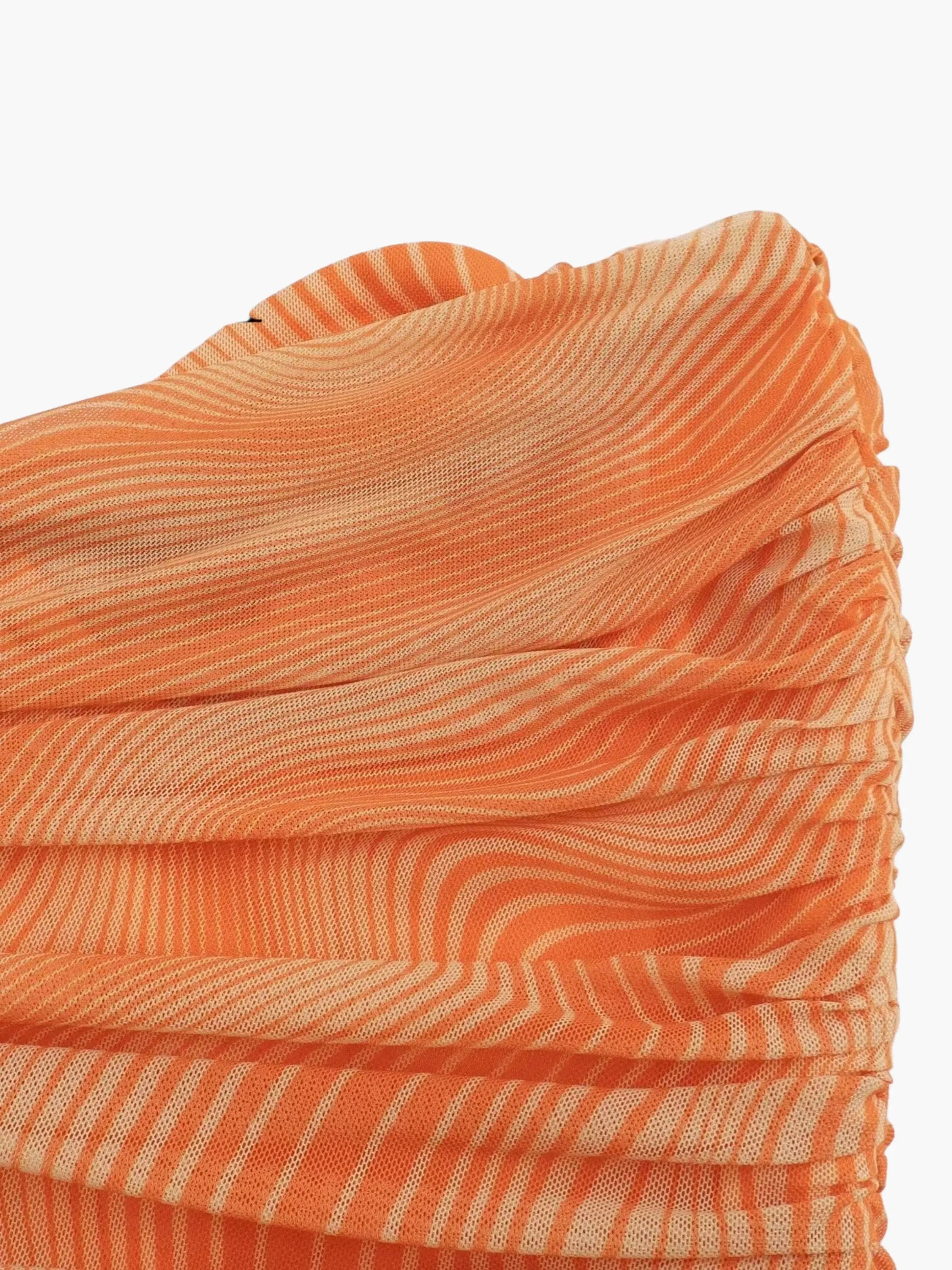 Strapless Orange Ruched Maxi Dress