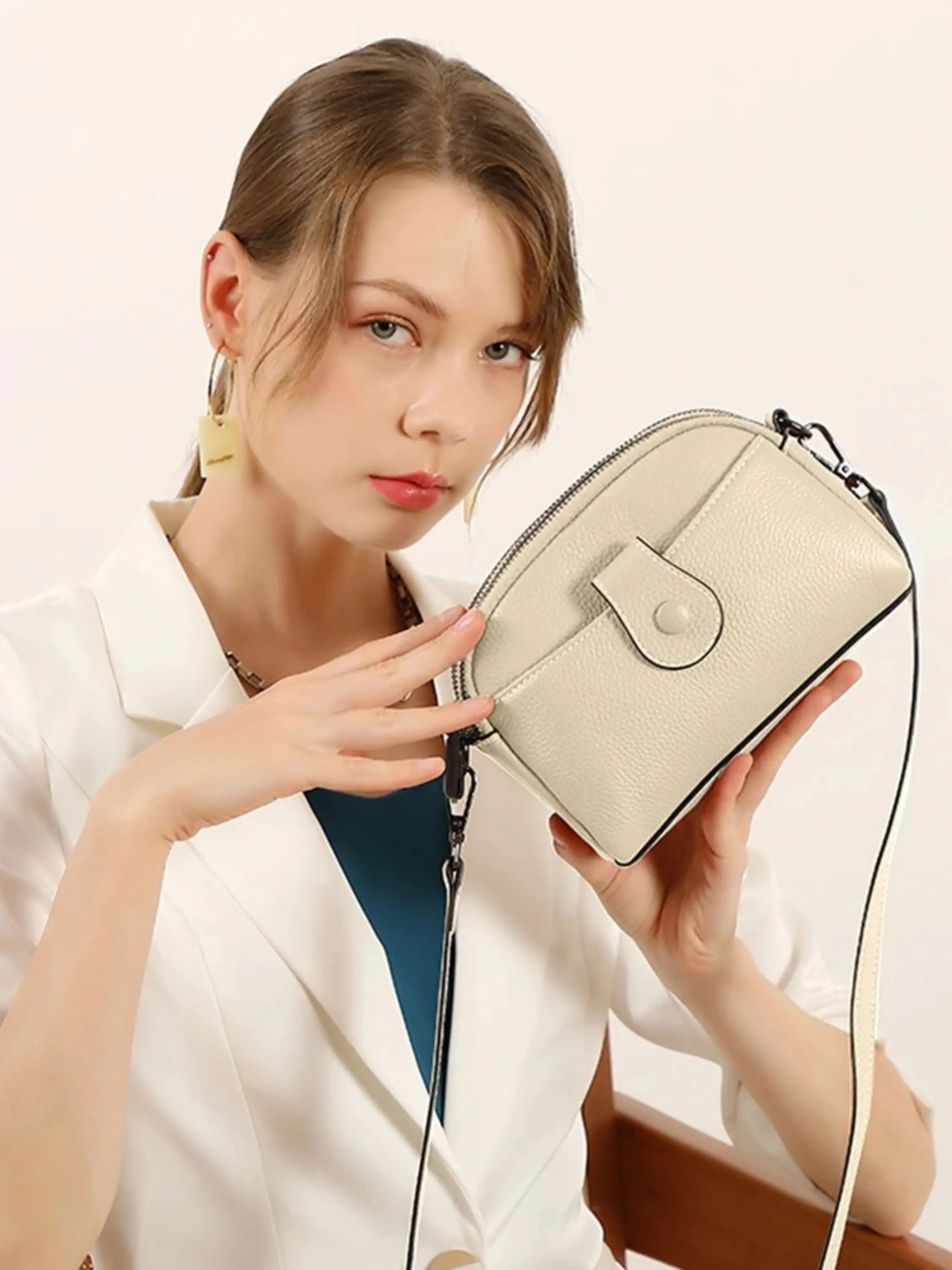 Crossbody Bag with Snap-Button Pocket