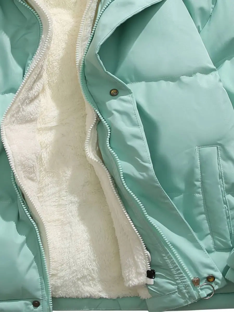 Women’s Hooded Puffer Jacket – Warm Winter Coat with Zip & Pockets