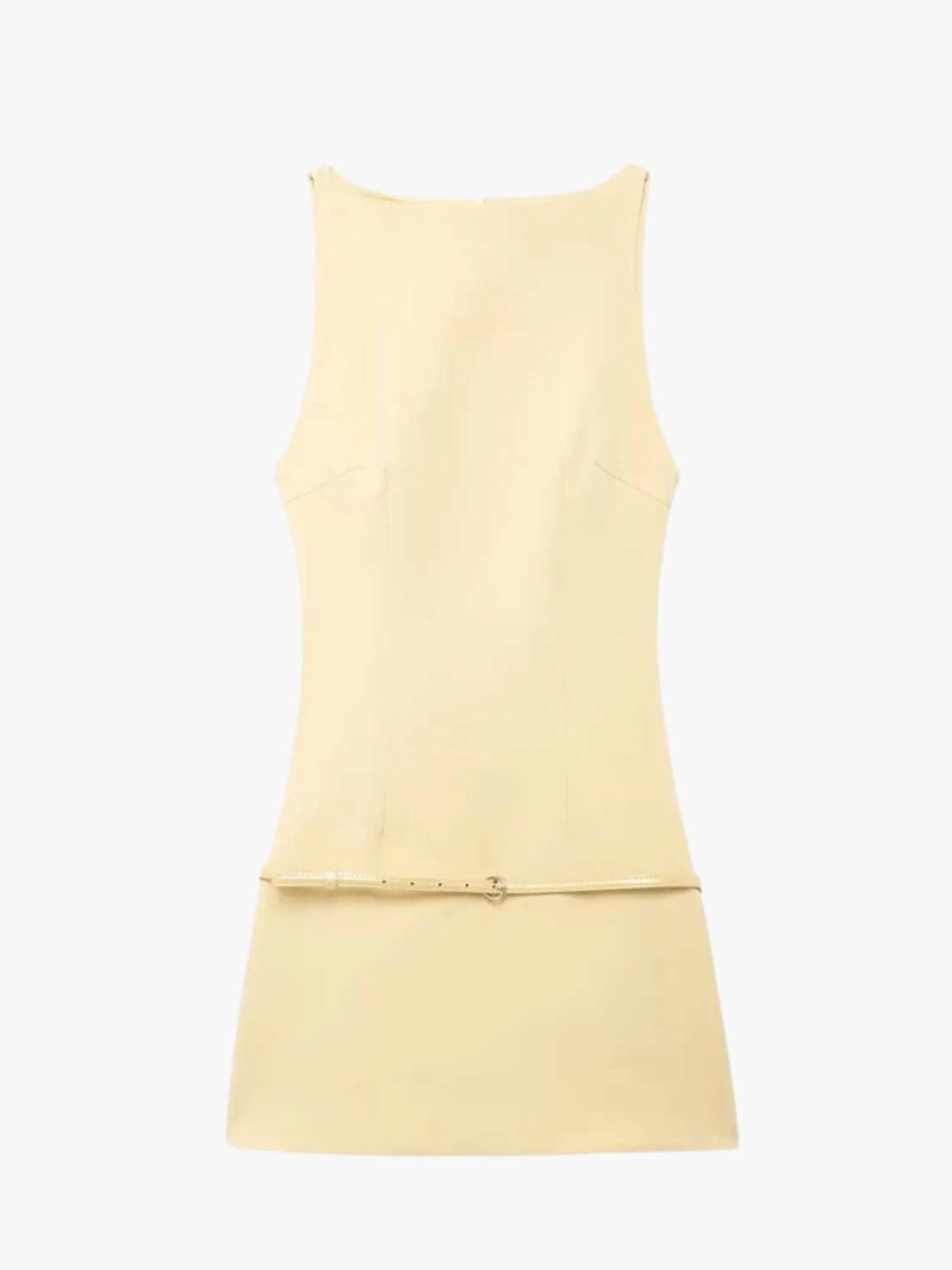 Belted Sleeveless Mini Dress - Sleek and Modern