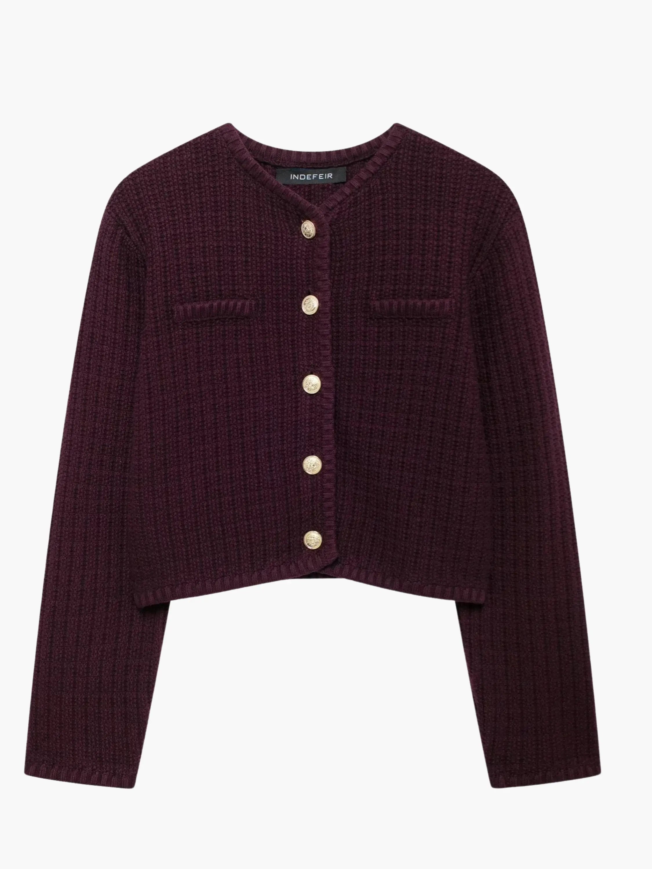 Textured Knit Cardigan with Gold Buttons