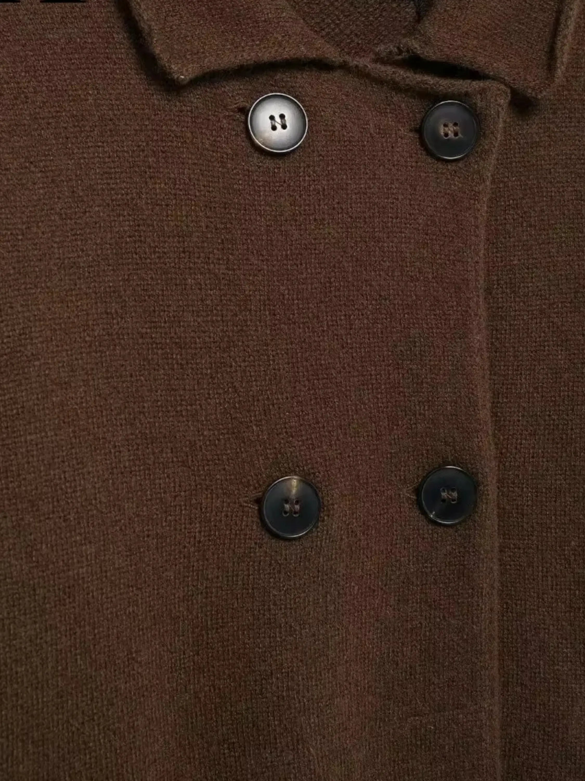 Double-Breasted Knit Jacket with Lapel Collar
