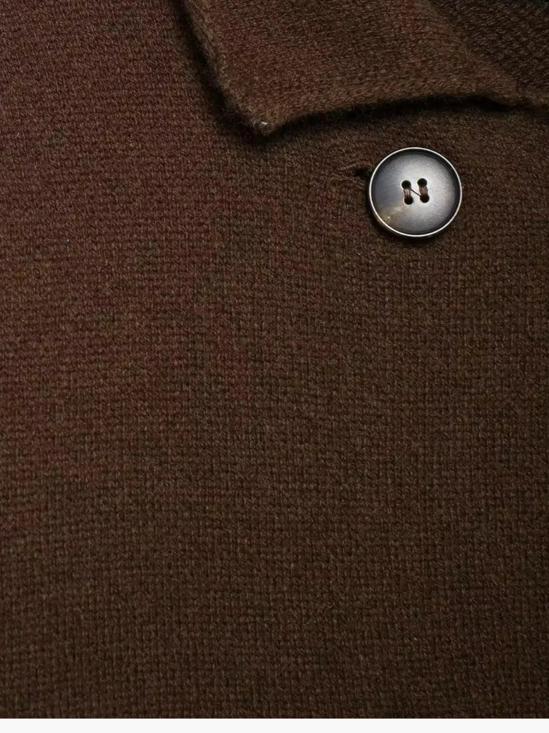 Double-Breasted Knit Jacket with Lapel Collar