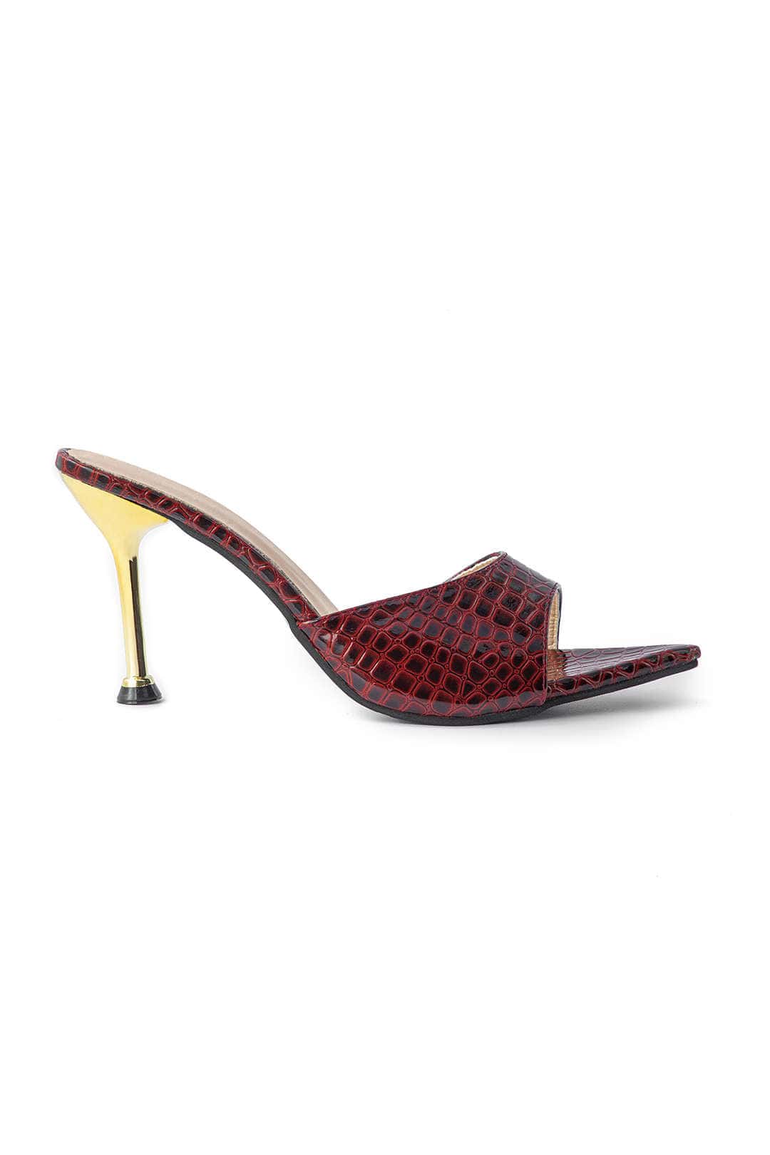 Isabelle Luxe Black Croc Embossed Mule Heels combine elegance