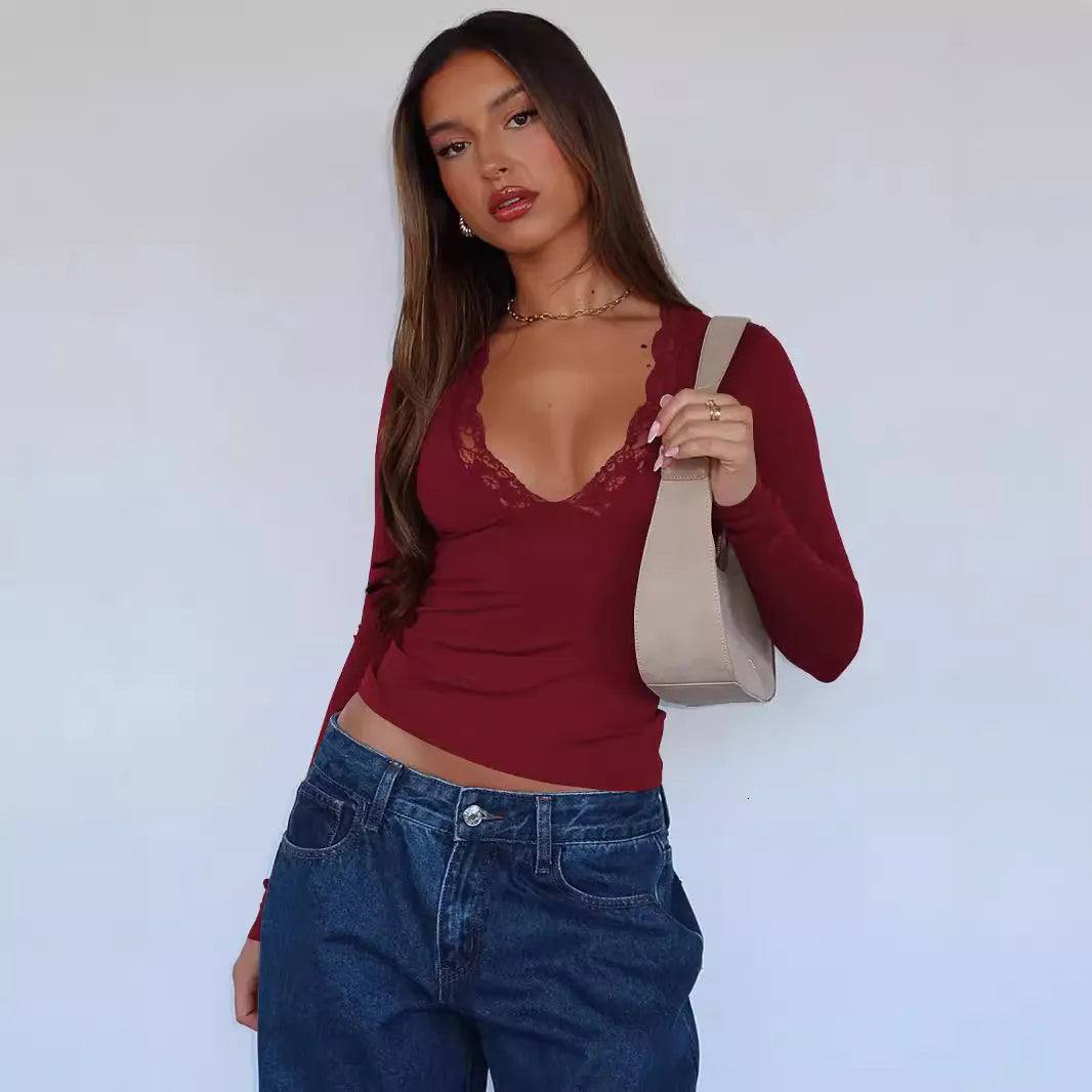 Long-Sleeve women's Lace Top - Feminine and Elegant