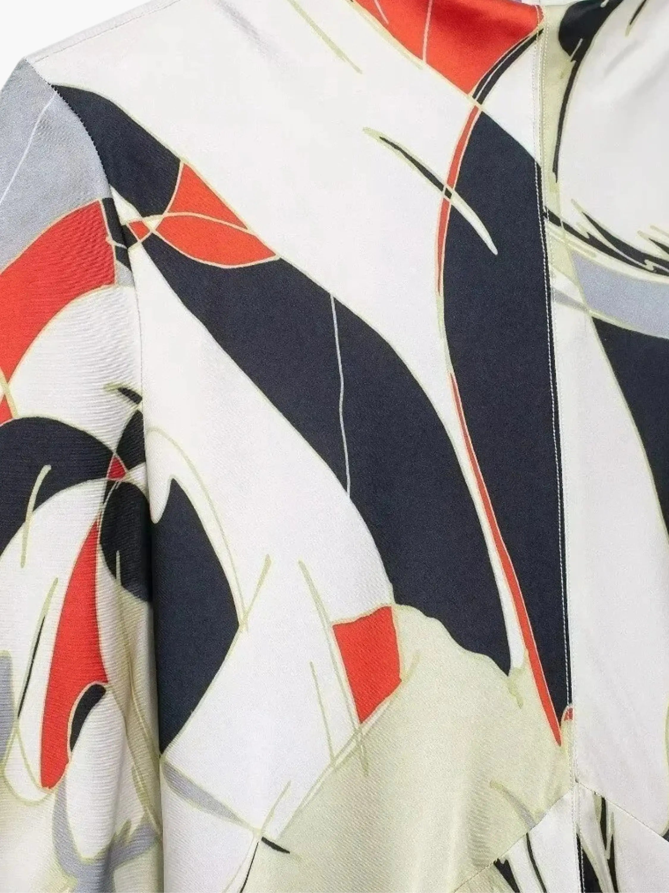 Abstract-Print Maxi Dress with Open Collar