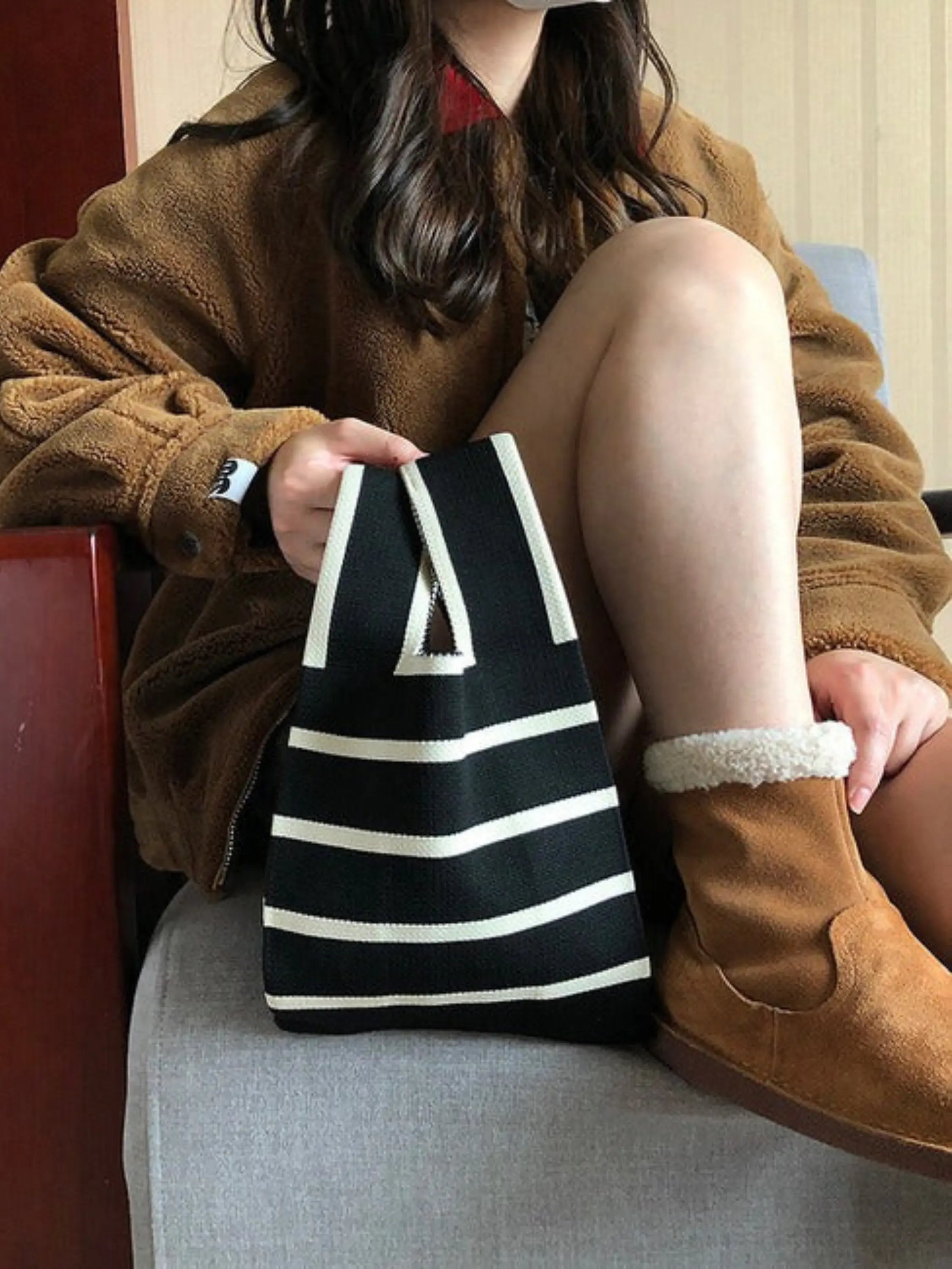 Striped Knot Tote Bag - for Women