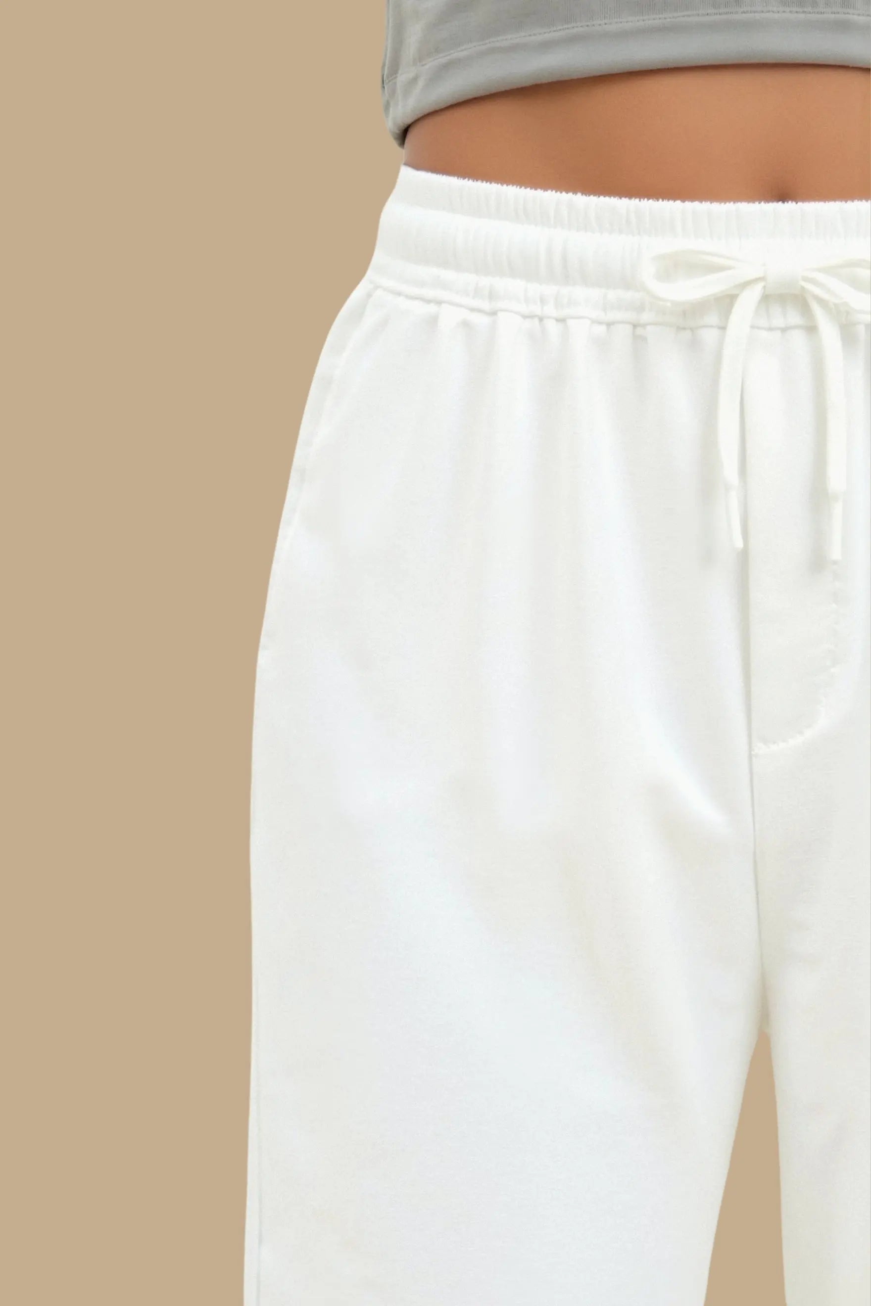 Relaxed Drawstring Lounge Pants in White