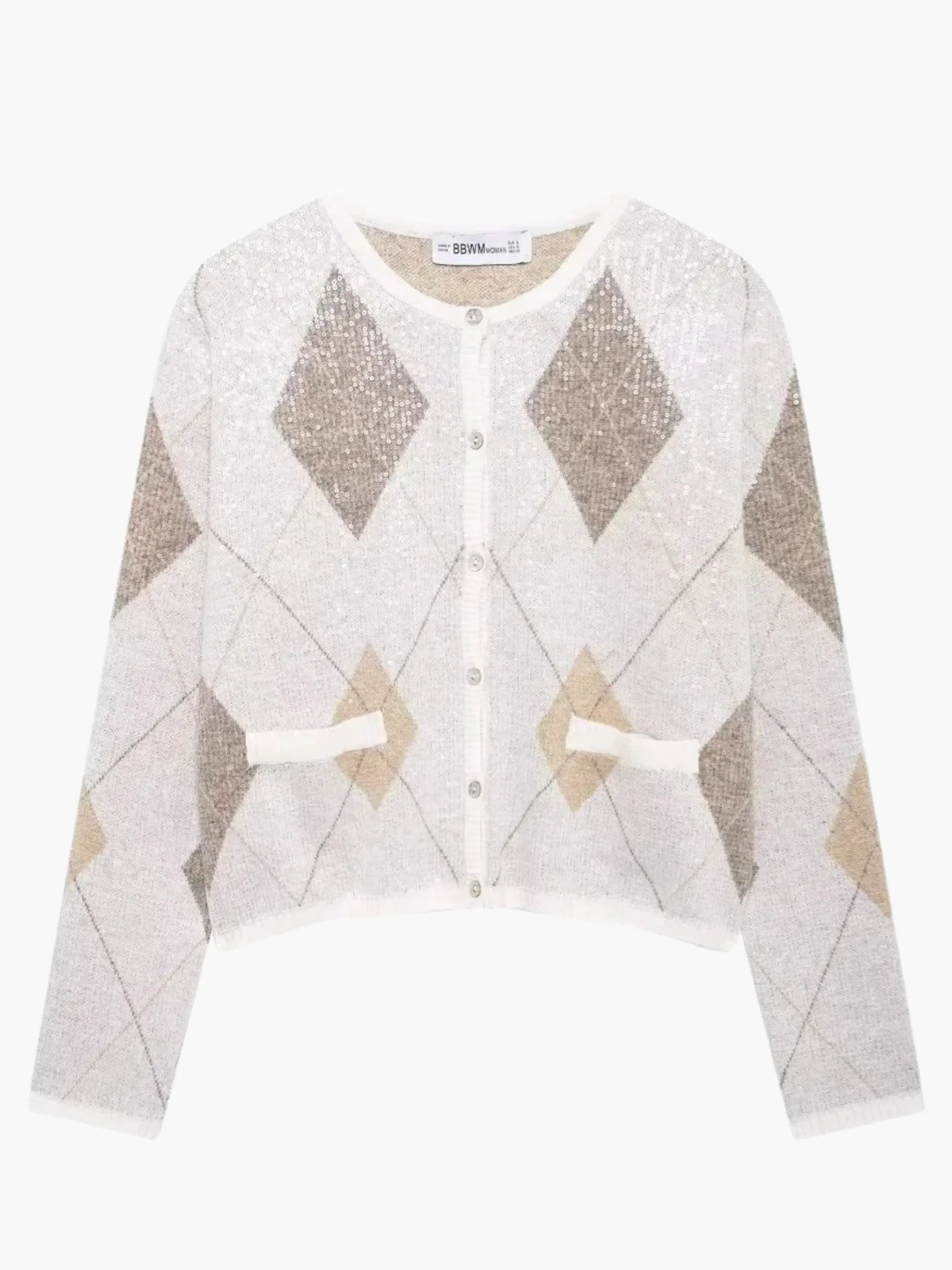 Argyle Pattern Knitted Cardigan