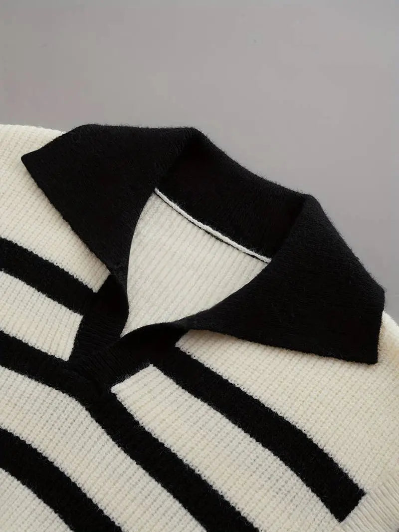 Striped Collared Knit Vest