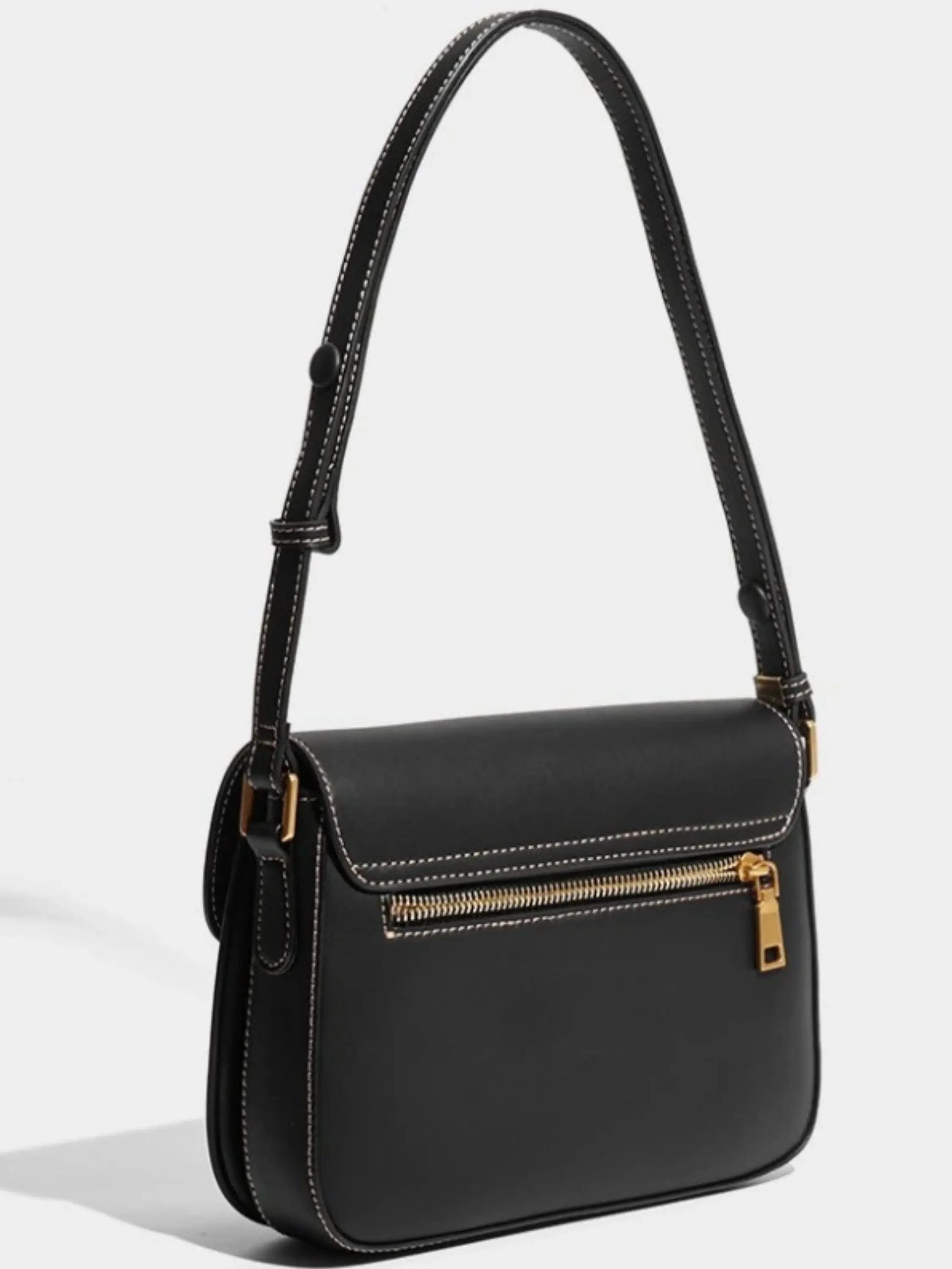 Beige Structured Shoulder Bag with Adjustable Strap