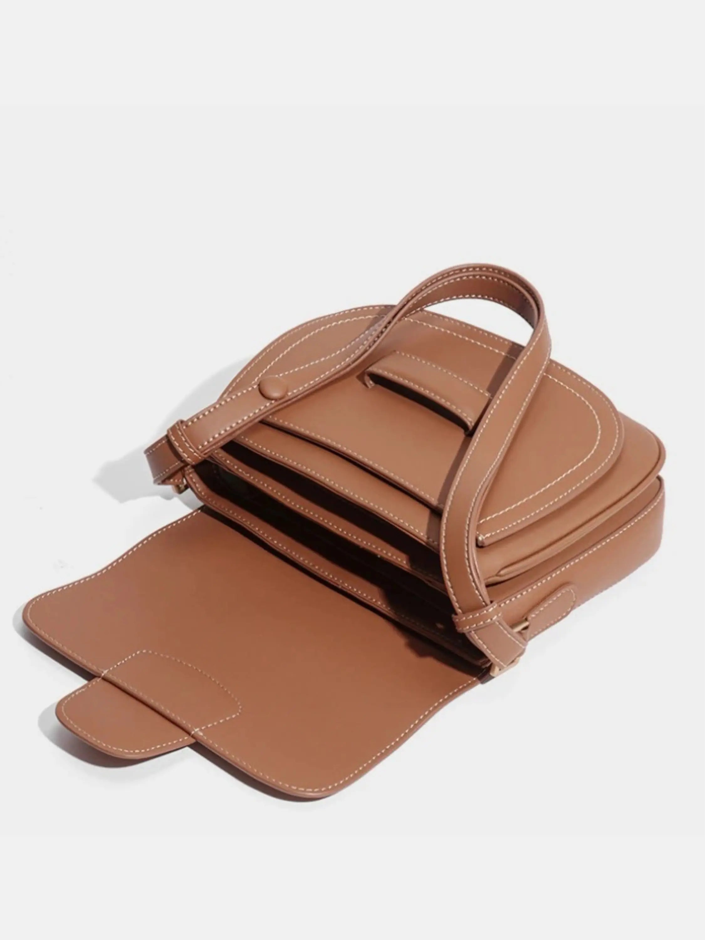 Beige Structured Shoulder Bag with Adjustable Strap