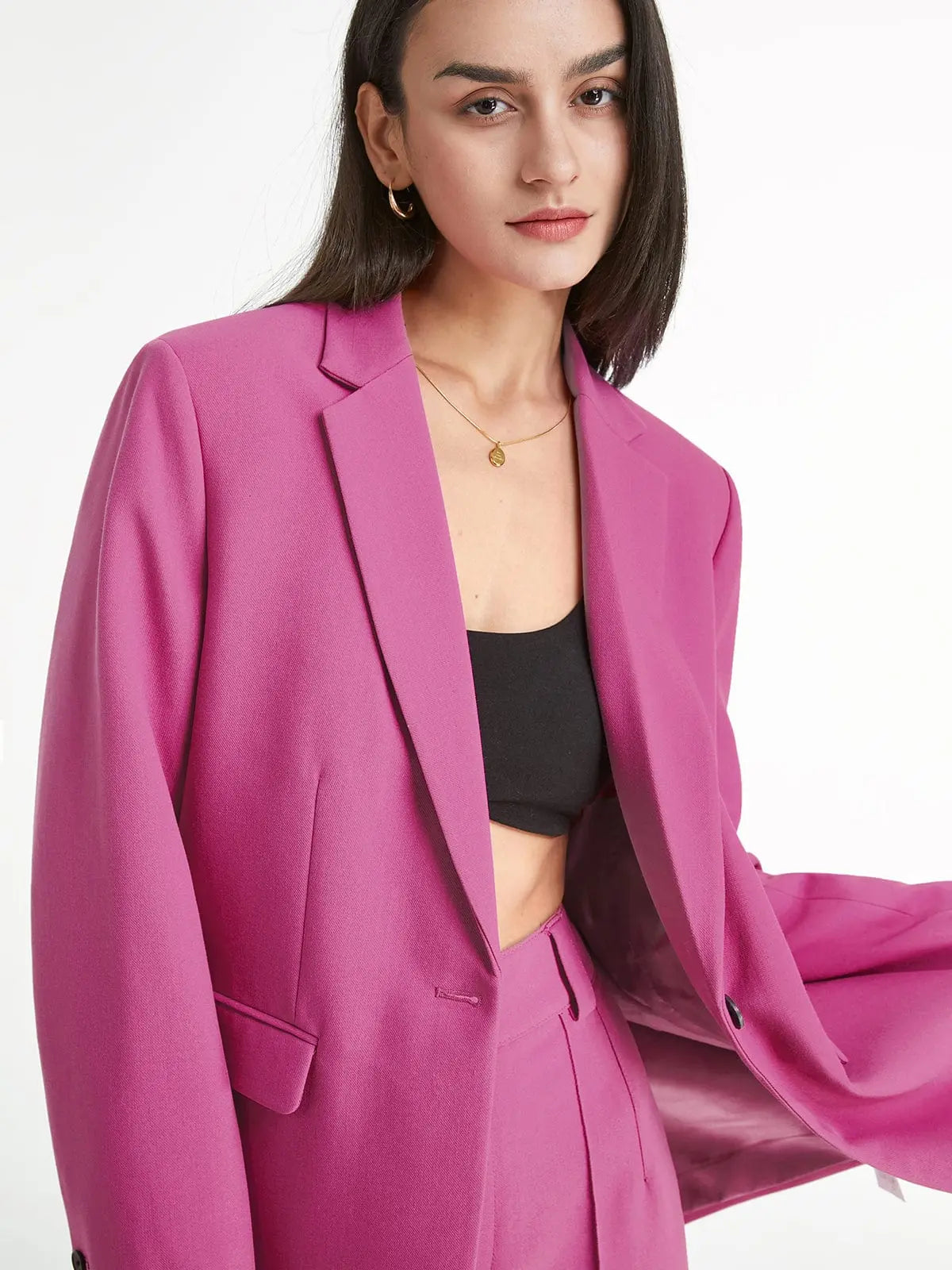Oversized Pink Blazer - Bold and Vibrant Elegance