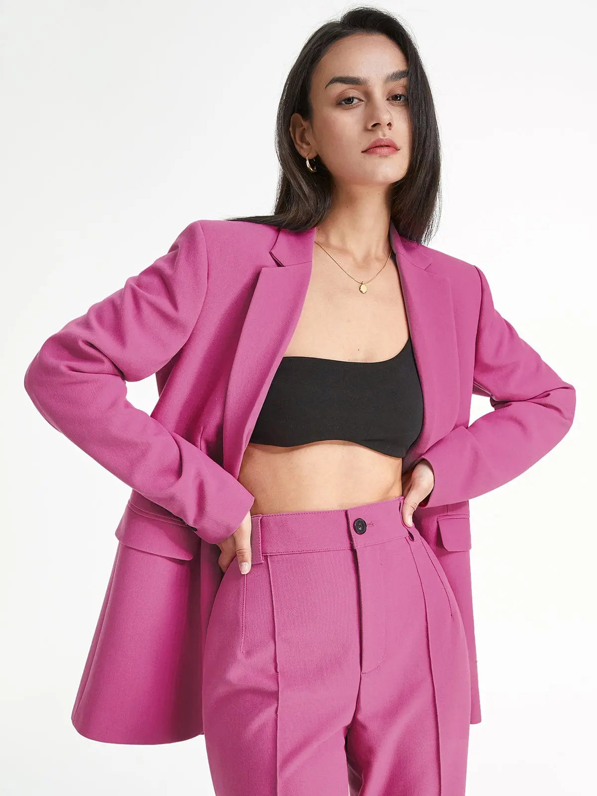 Oversized Pink Blazer - Bold and Vibrant Elegance
