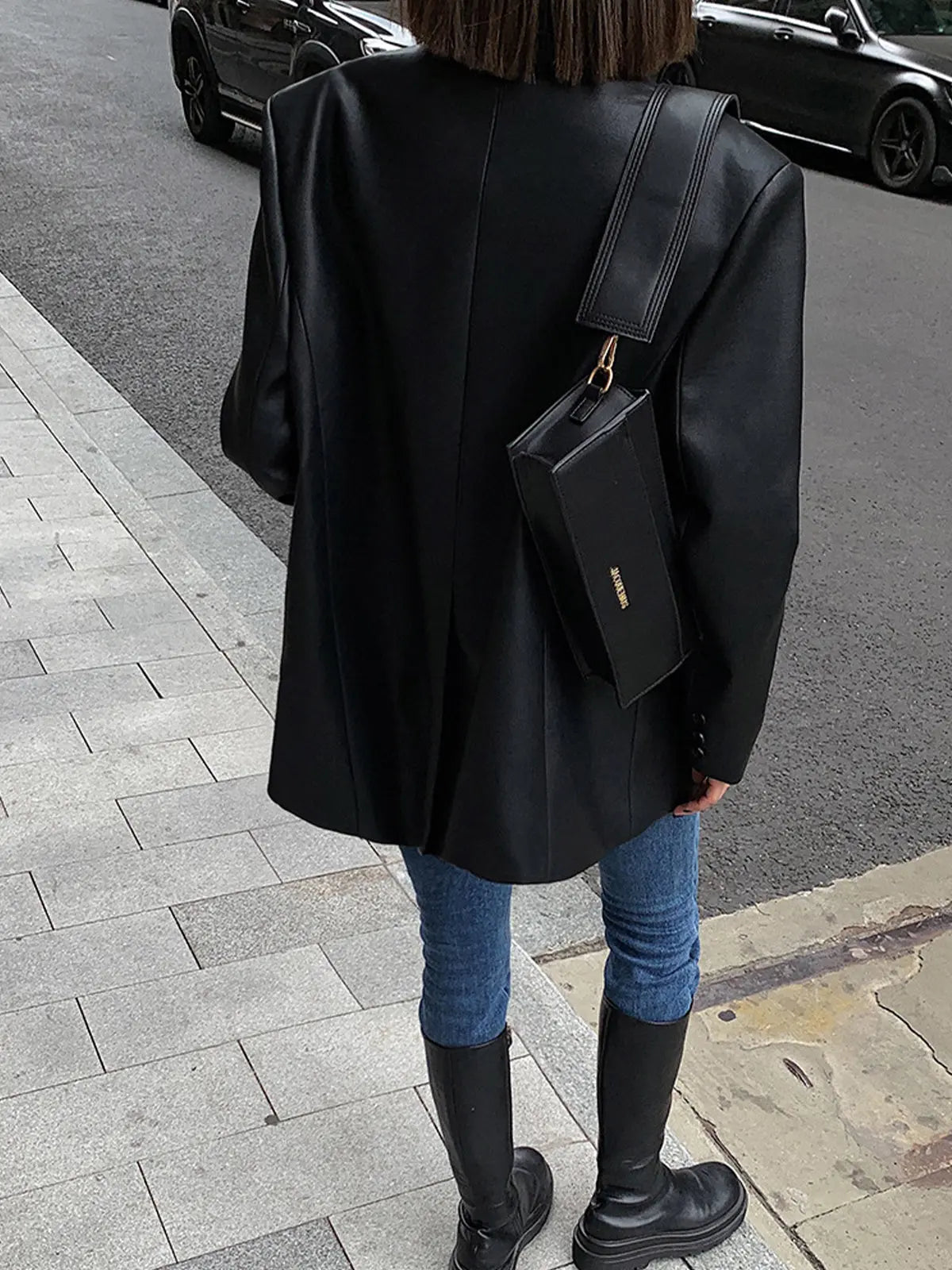 Oversized Faux Leather Blazer