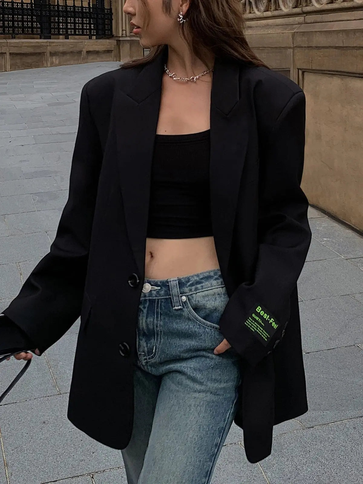 Oversized Gray Blazer - Bold and Effortless Style