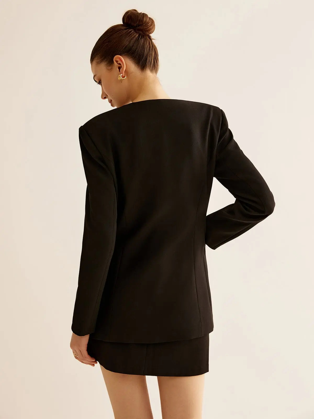 Black Blazer Dress with Gold Buttons