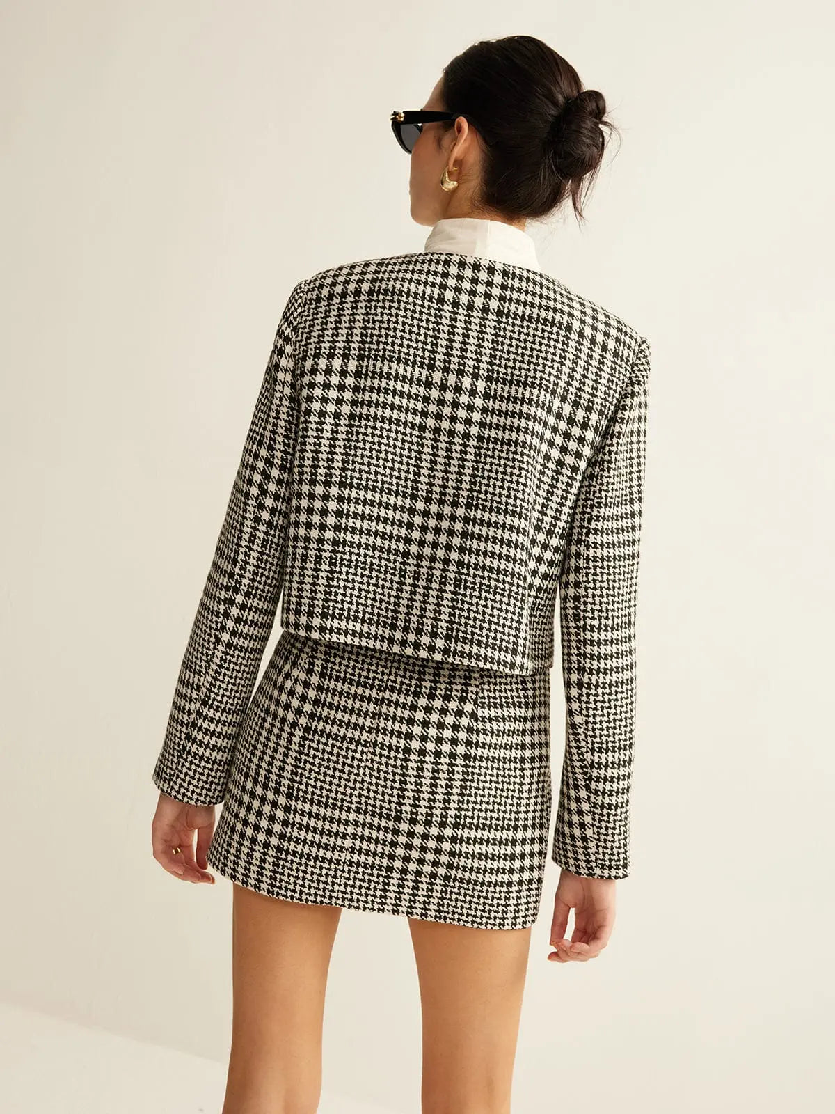 Houndstooth Tweed Jacket and Skirt Set