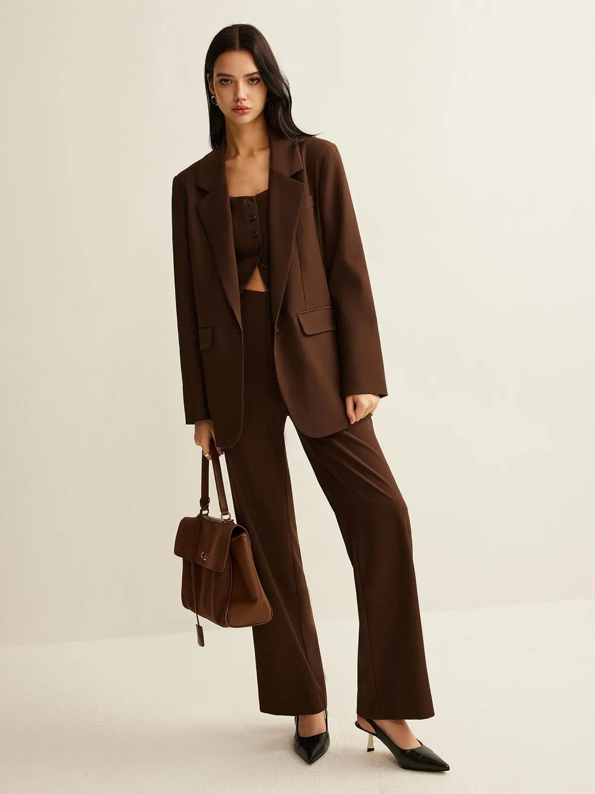 Oversized Blazer in Chocolate Brown