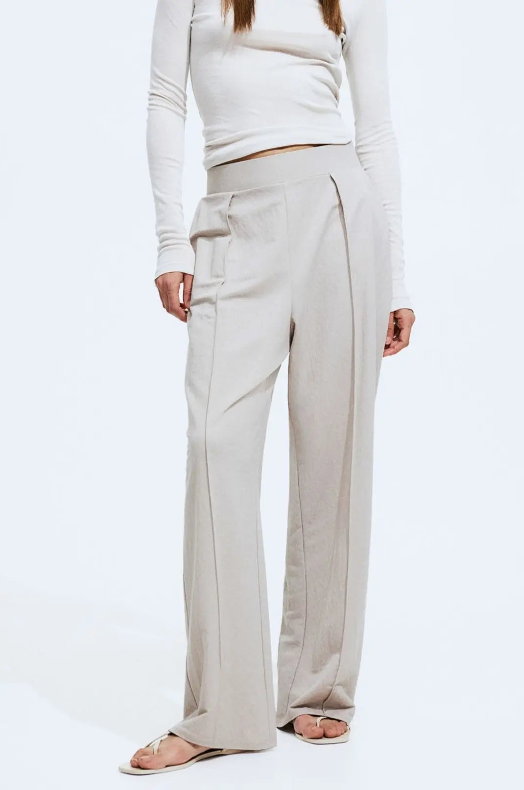 High-Waisted Wide-Leg Linen Trousers