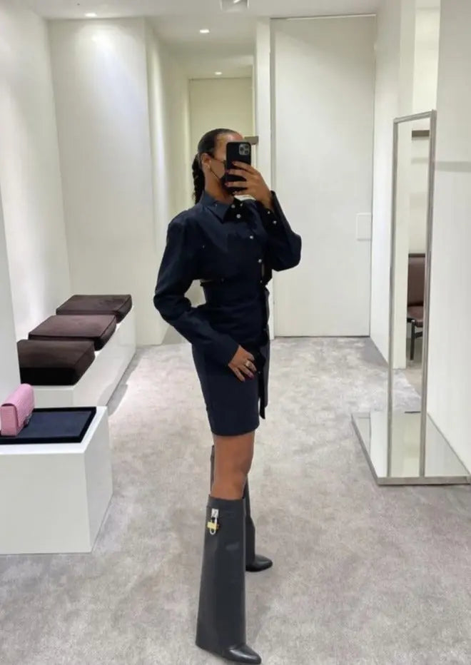 Trendy Rain Boots with Lock Detail - Bold and Fashionable