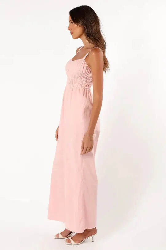 Wide-Leg Jumpsuit with Smocked Bodice