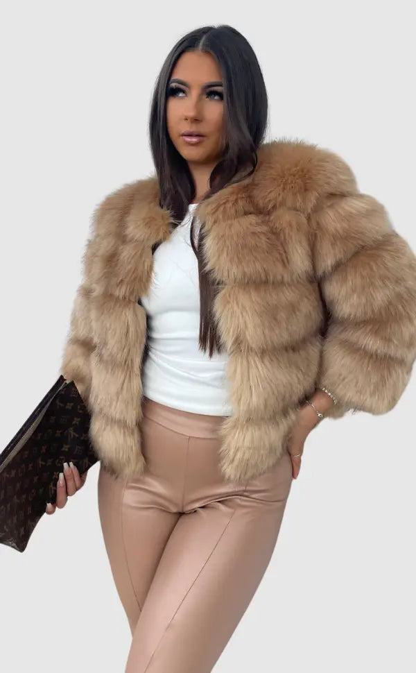 Women’s Faux Fur Jacket – Luxury Winter Coat Thick & Warm