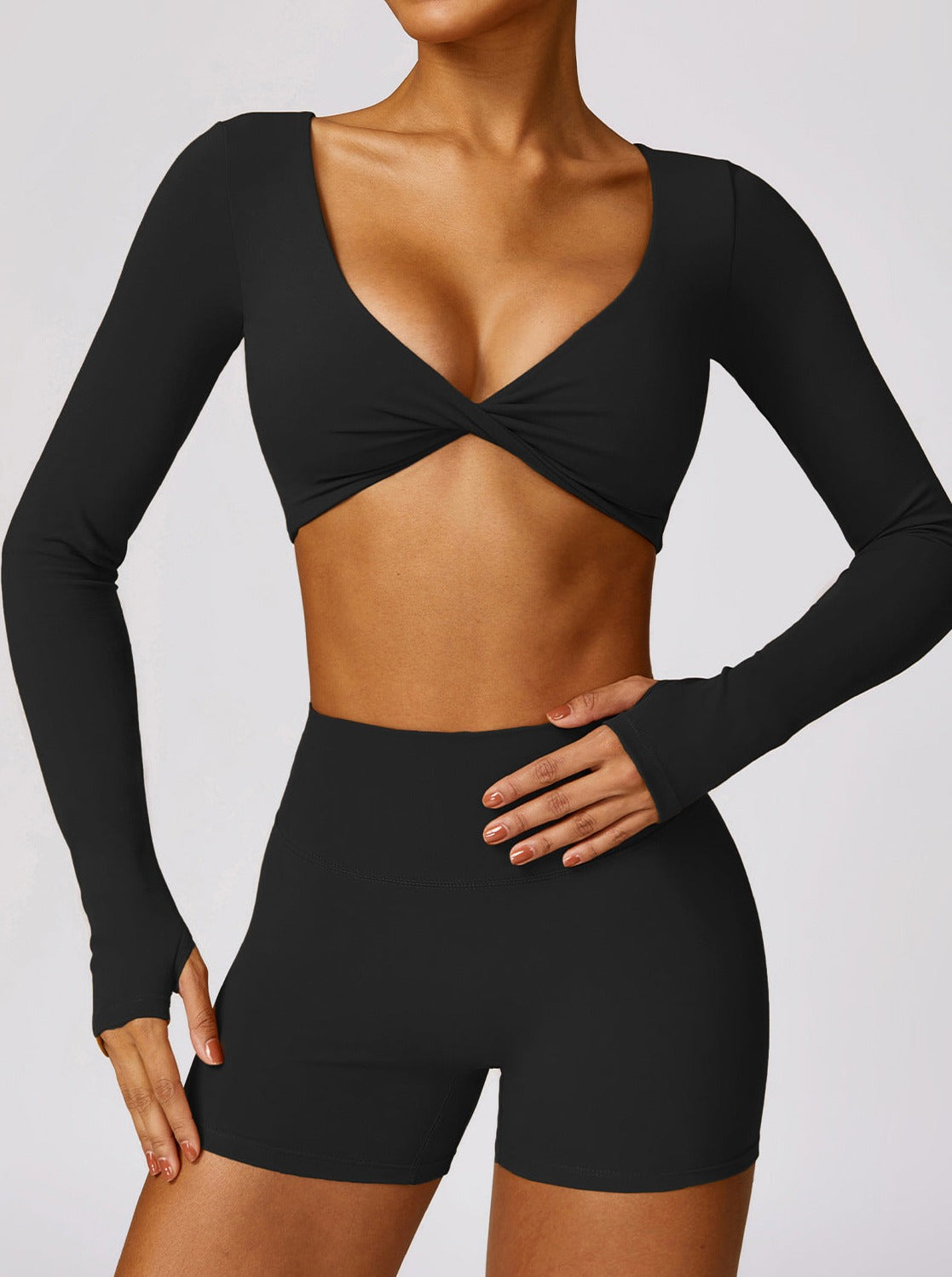 Livia | Long Sleeve Crop Top with Twist Detail