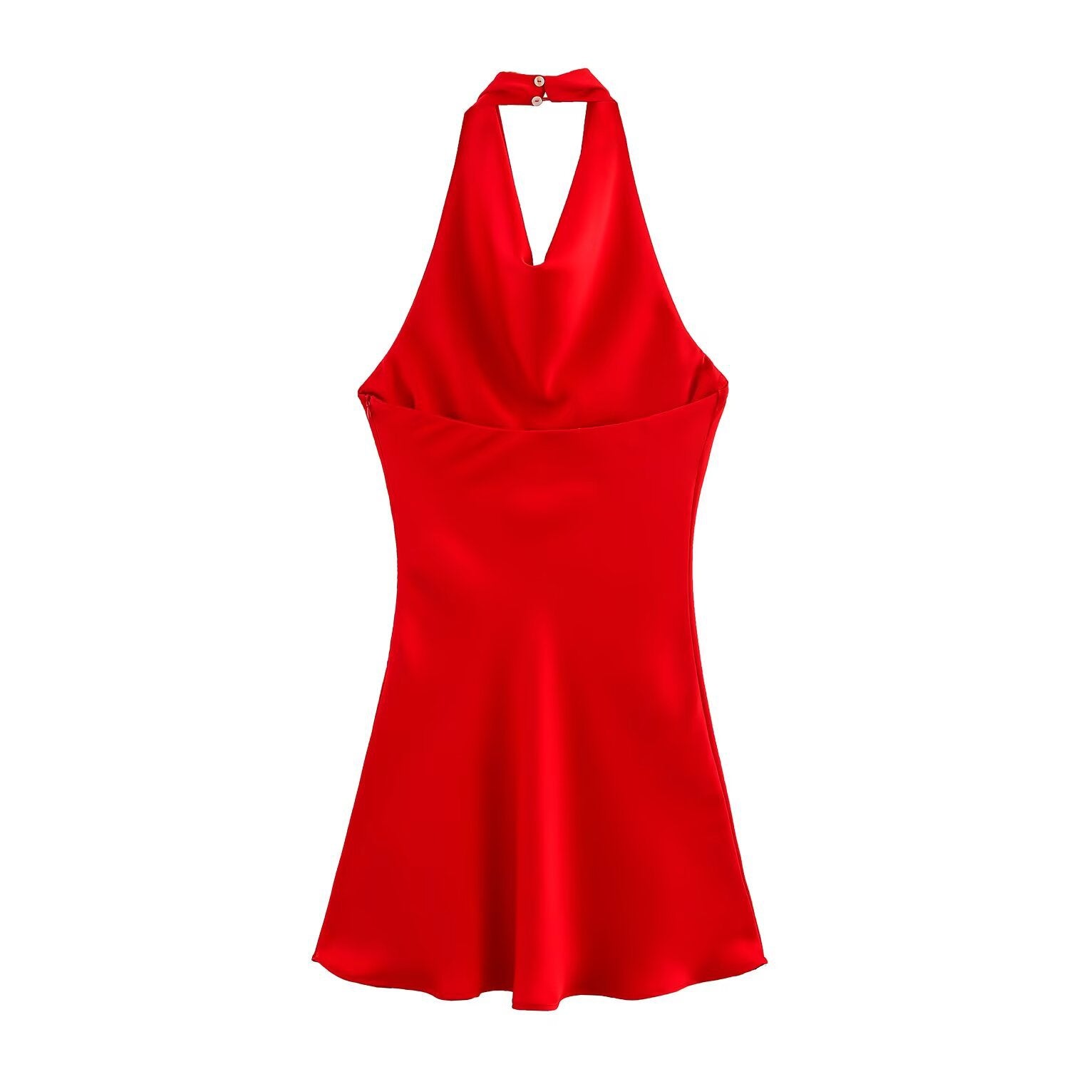 Scarlet Halter Satin Mini Dress