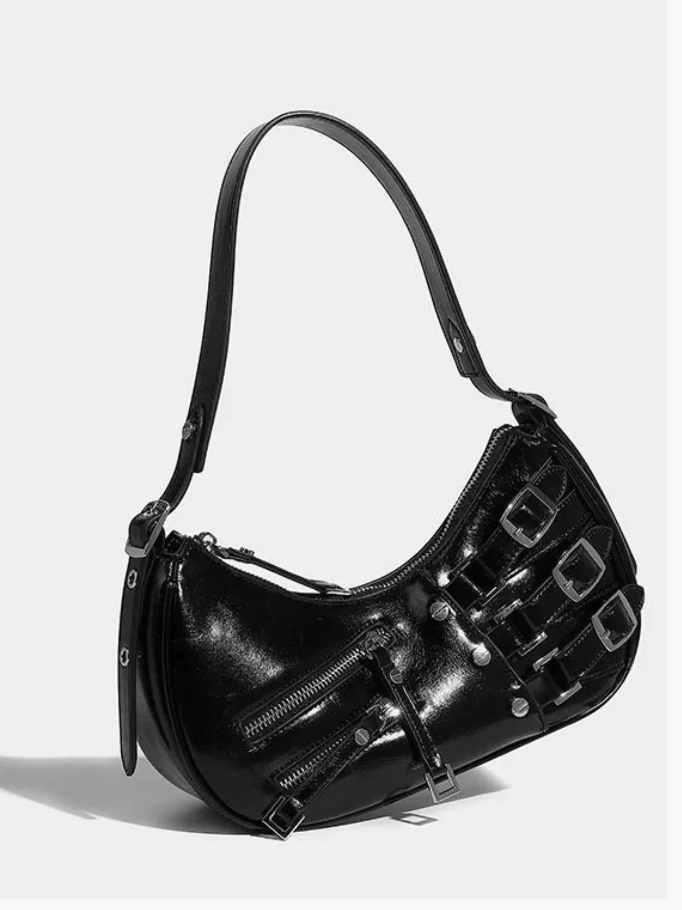Trendy Shoulder Bag - with Buckle Straps
