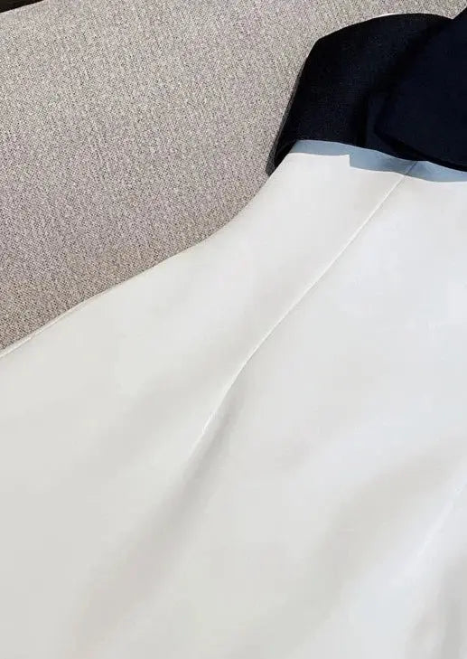 Off-Shoulder Mini Dress with Black Bow Accent