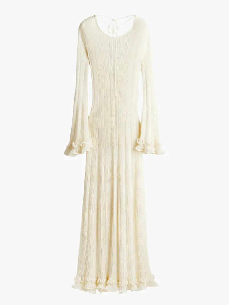 Ruffle Sleeve Ribbed Maxi Dress