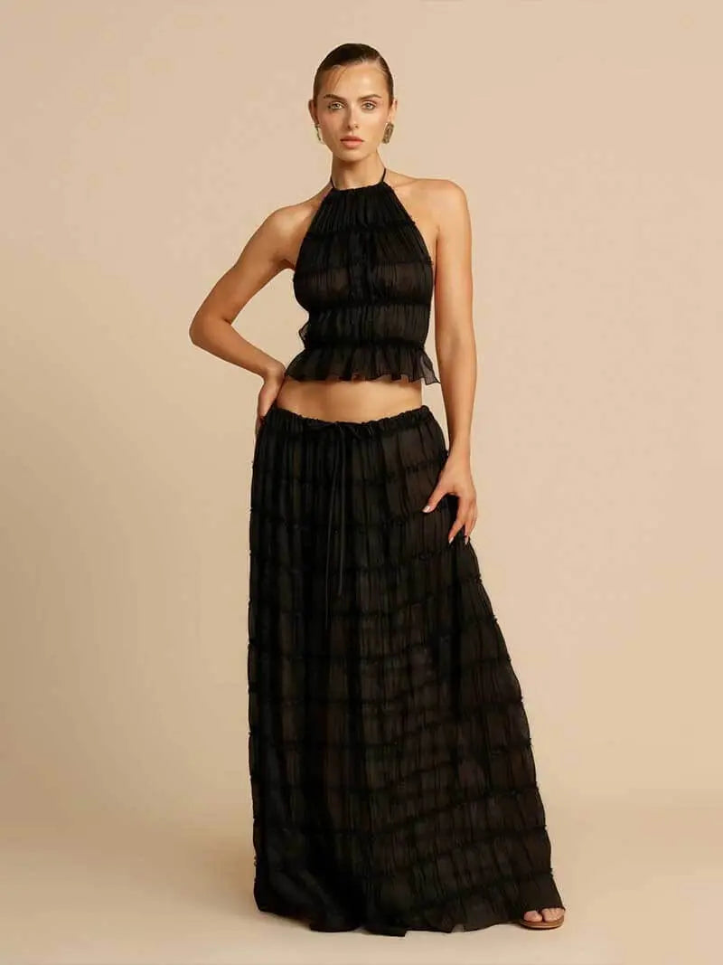 Two-Piece Halter Neck Maxi Dress Set